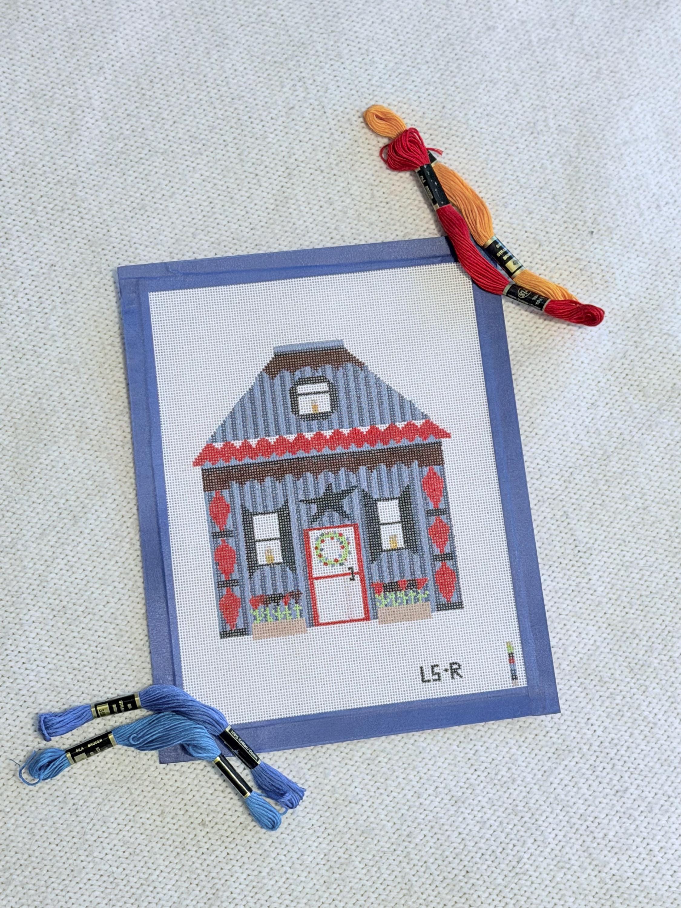 Americana Cottage Hand Painted Needlepoint Canvas, USA 4th of July Theme