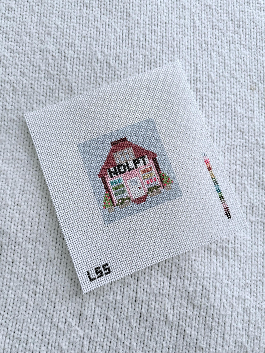 Mini Needlepoint Shop Canvas 18 Mesh, Hand Painted Needlepoint, Craft Lover Gift, Stitching Studio Design, Beginner Needlepoint
