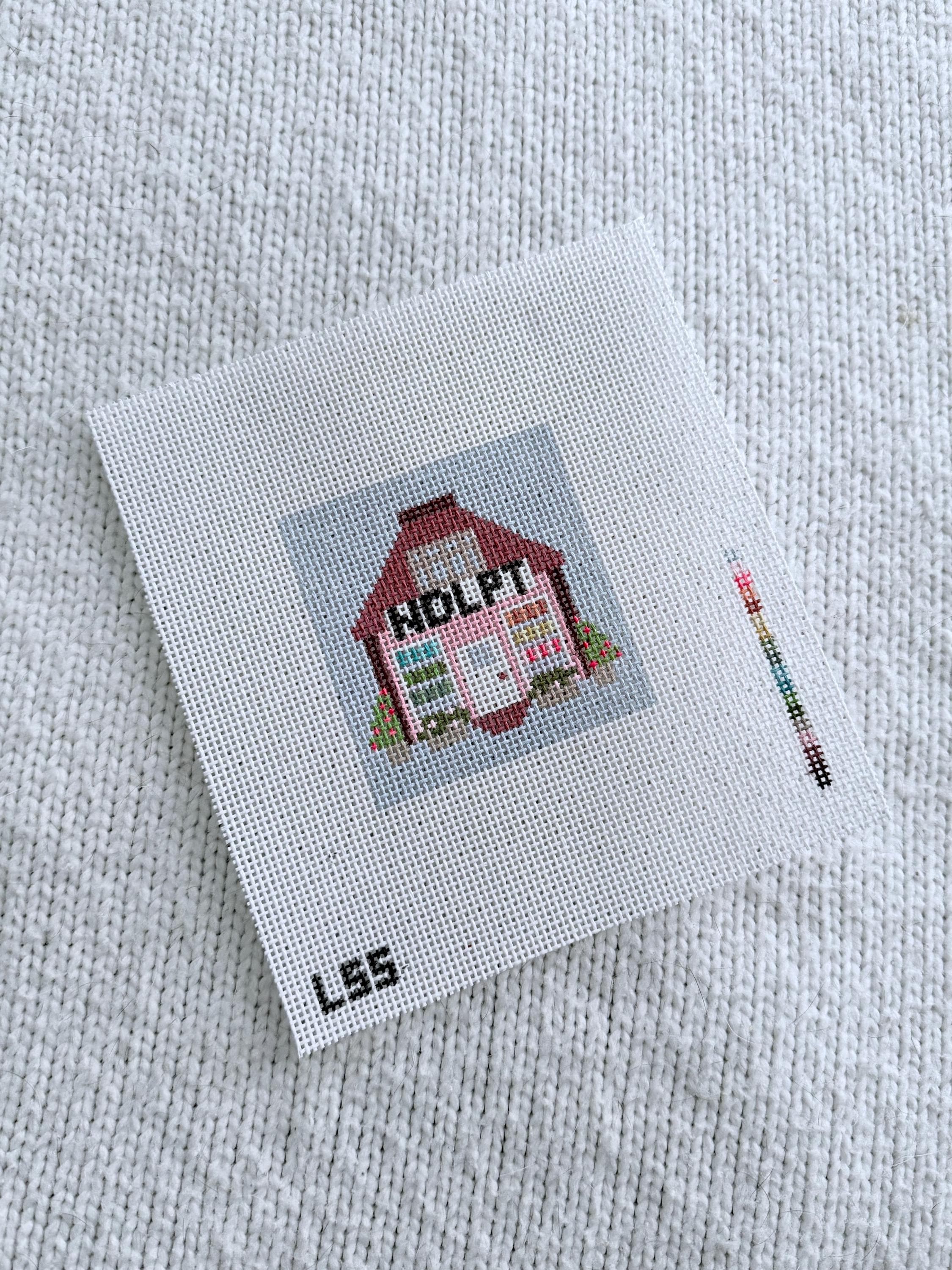 Mini Needlepoint Shop Canvas 18 Mesh, Hand Painted Needlepoint, Craft Lover Gift, Stitching Studio Design, Beginner Needlepoint