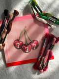 Lucky Cherries 777 HandPainted Needlepoint Canvas on pink 18 mesh - 5 Inch Design