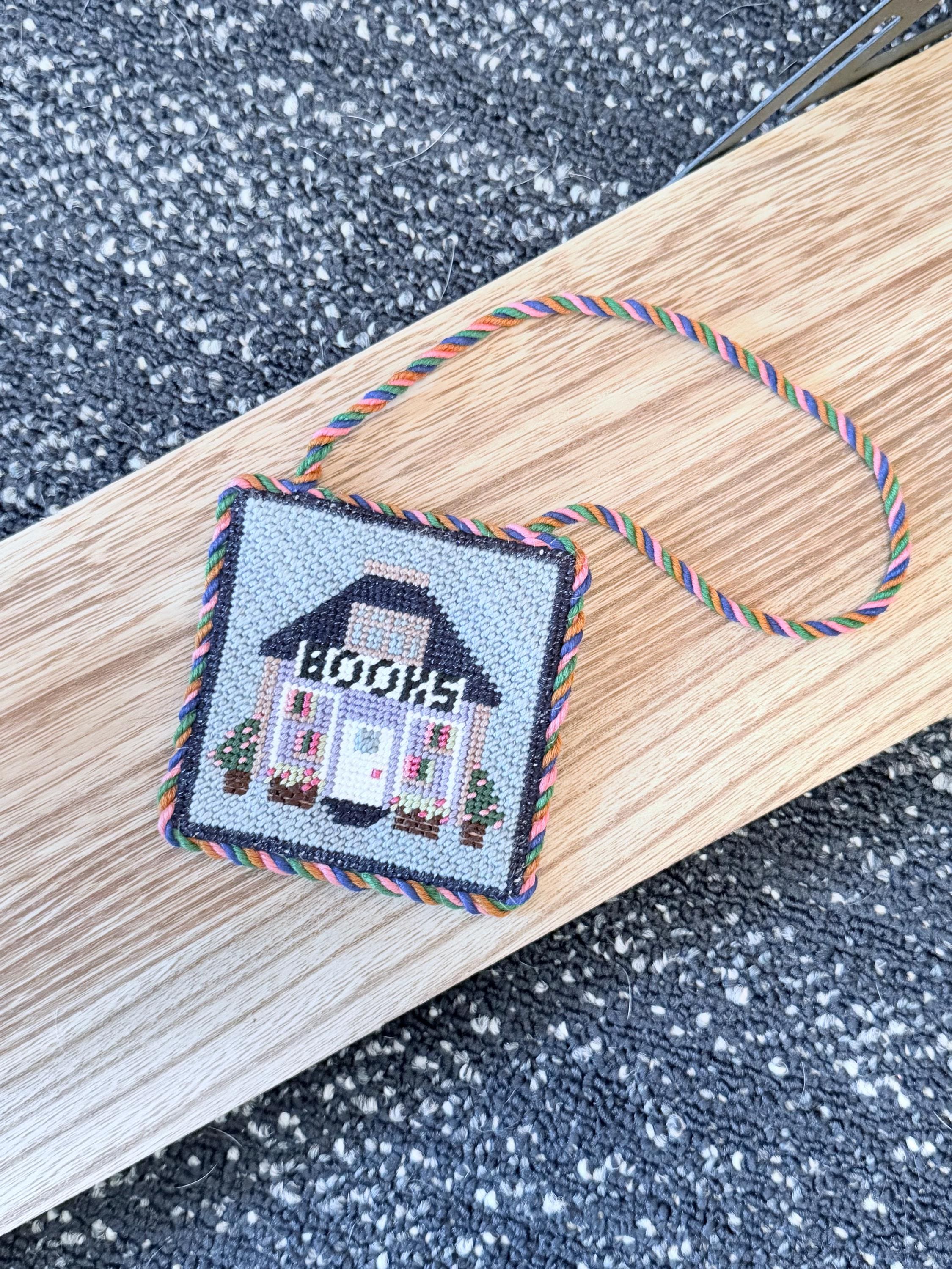 Mini Bookshop Needlepoint Canvas 18 mesh | Hand Painted Beginner Project
