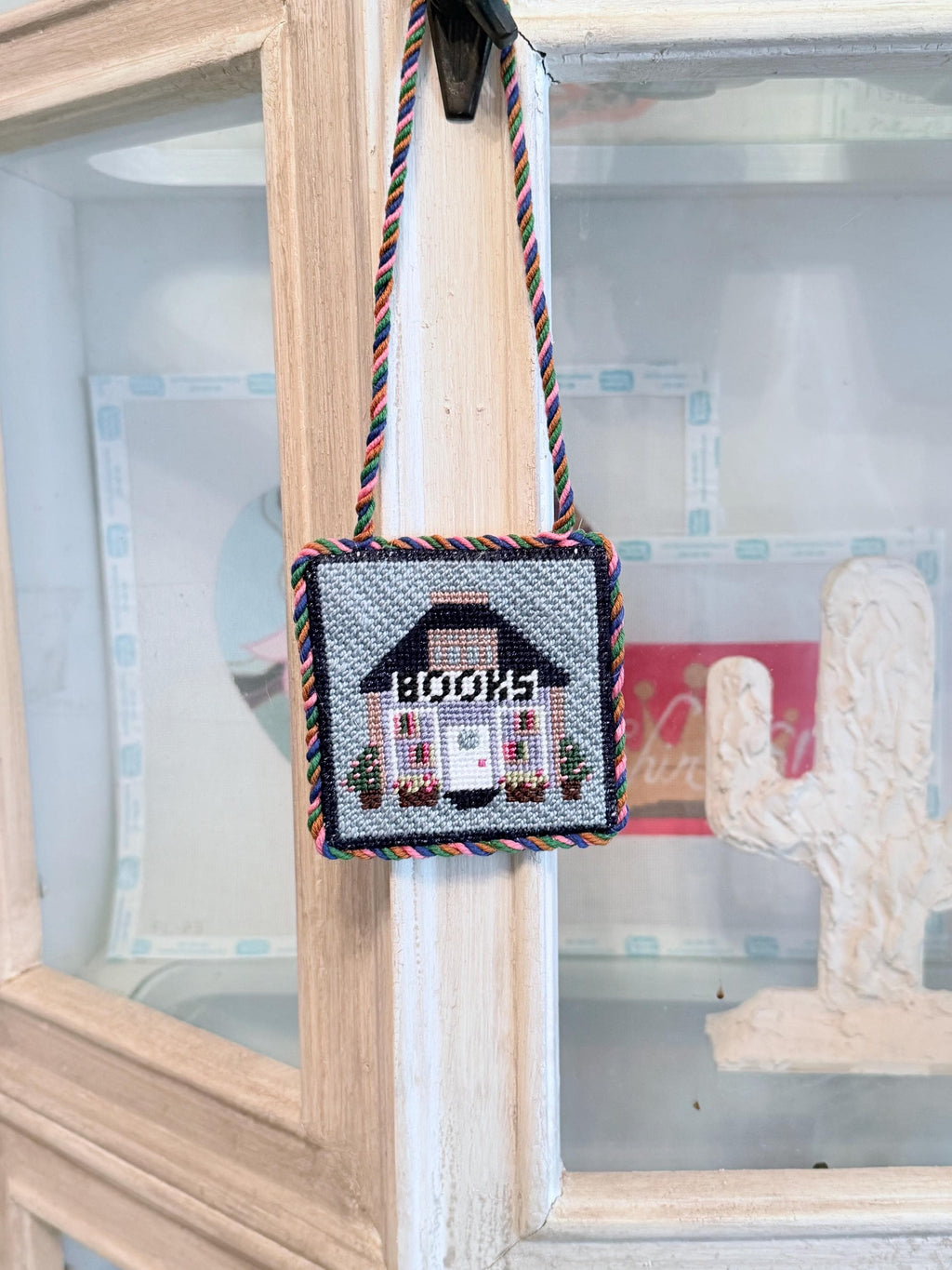 Mini Bookshop 13 Mesh Canvas Hand Painted | Beginner Needlepoint Project