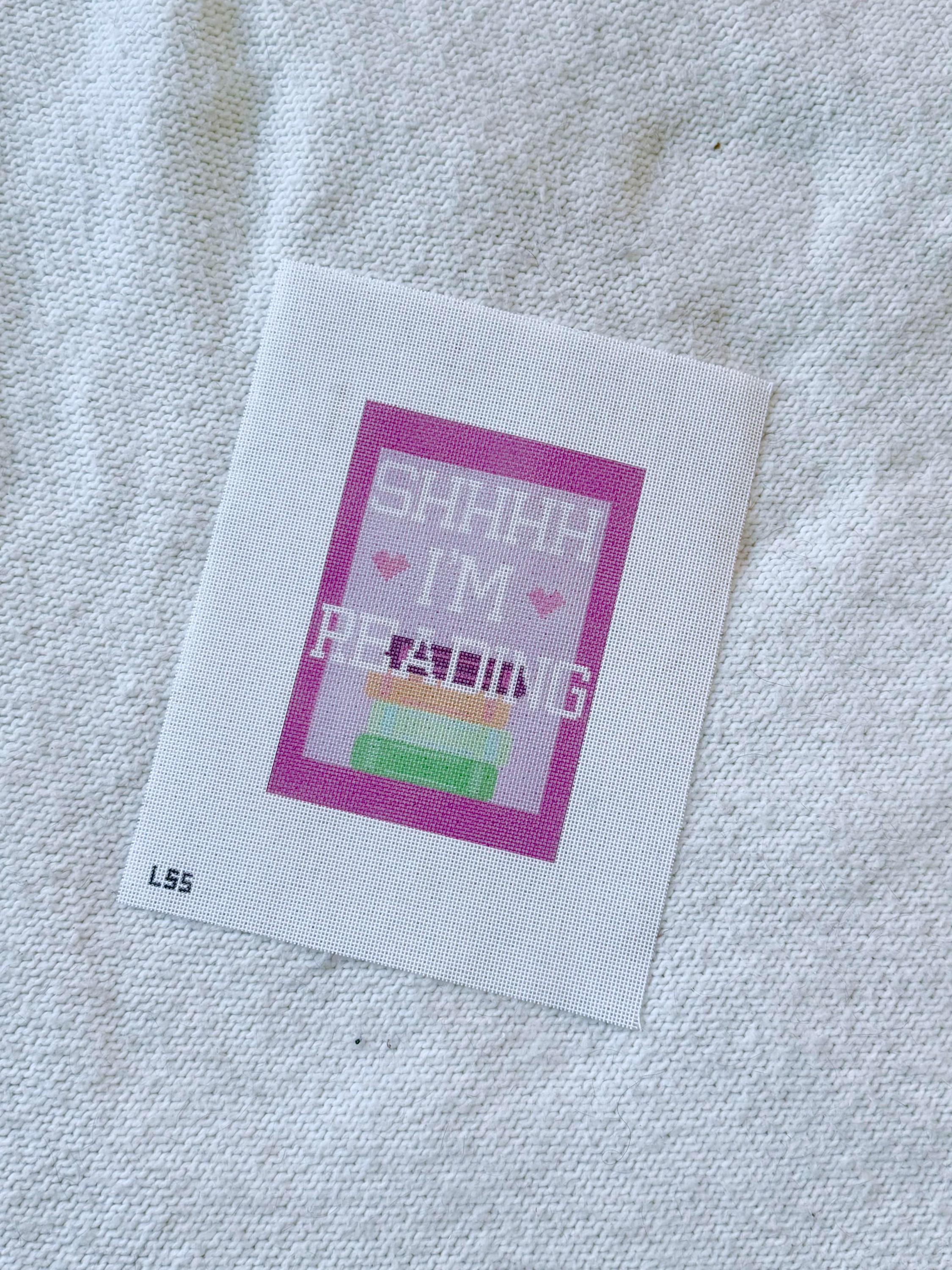 Shhh, I'm Reading Needlepoint Canvas | Kindle Case, Bookish Needlepoint
