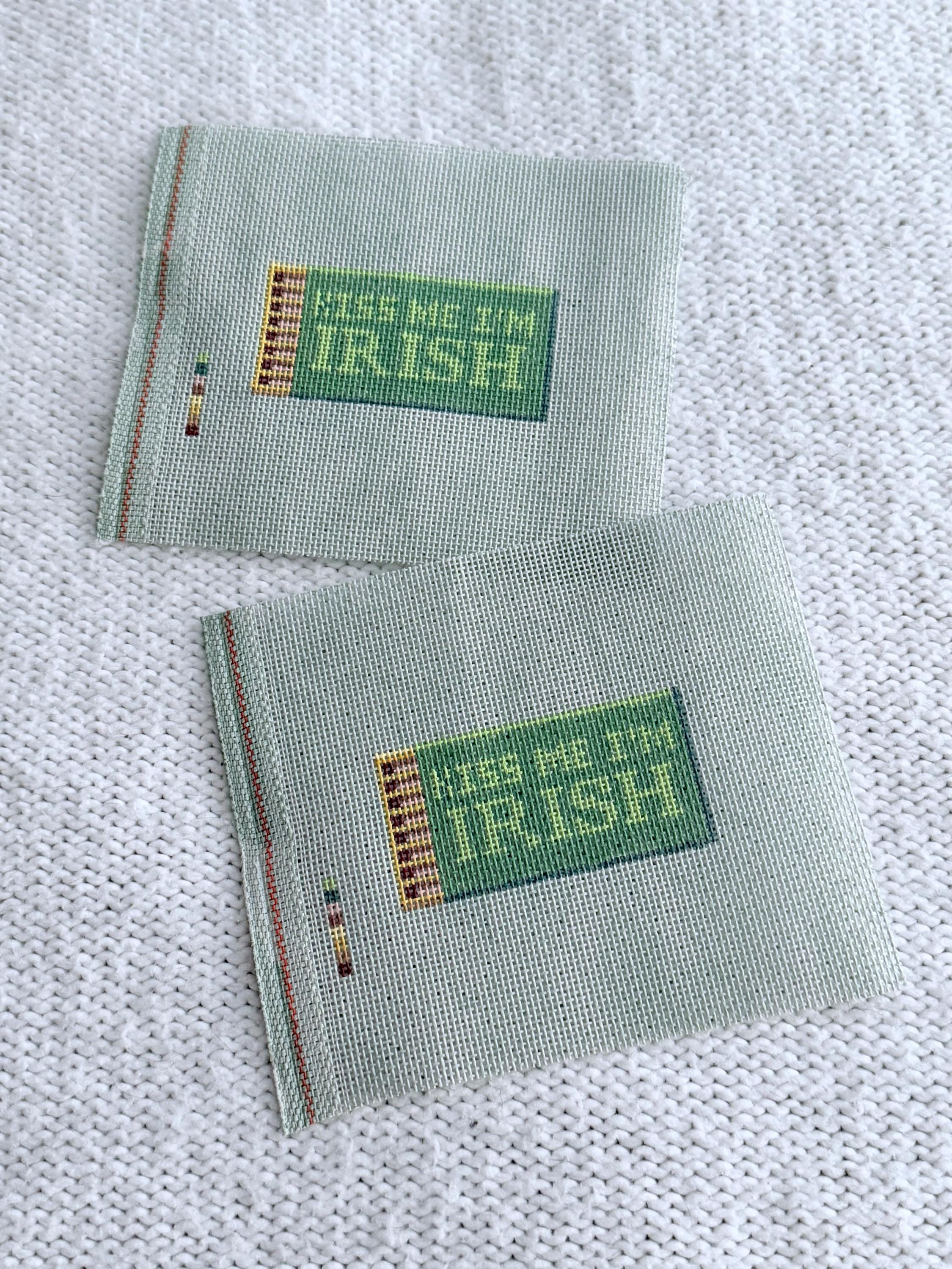 Kiss Me I’m Irish Matchbox Needlepoint Canvas on 18 mesh | HandPainted St Patrick’s Day