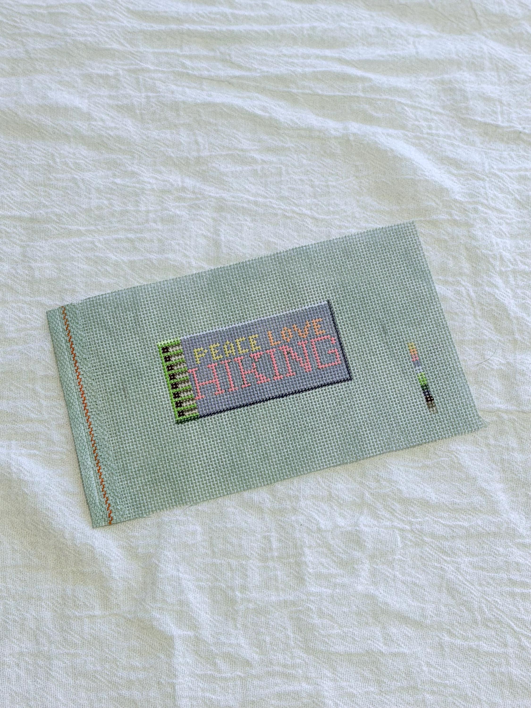 Peace Love Hiking Matchbox Needlepoint Canvas 18 mesh