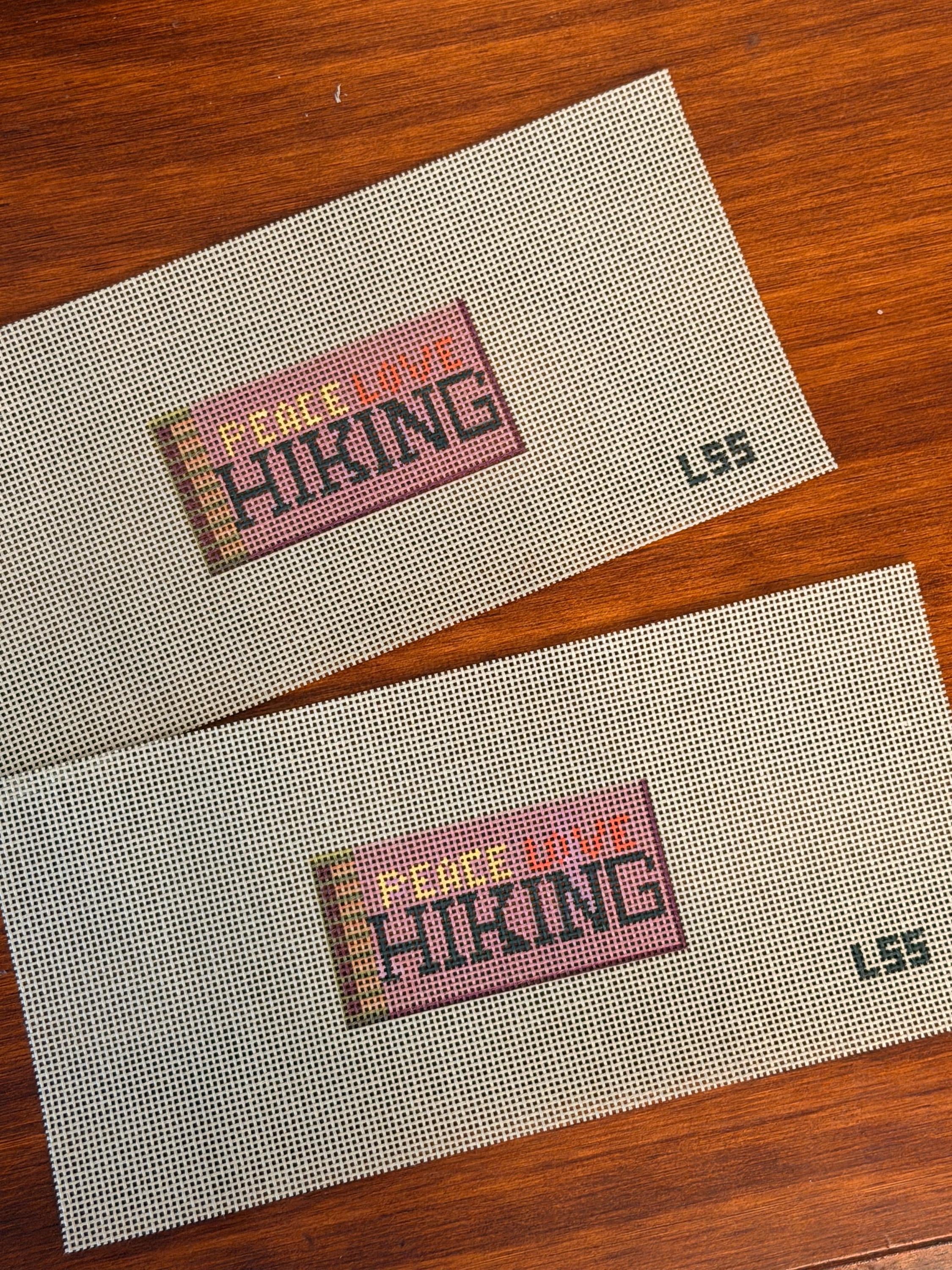 Peace Love Hiking Matchbox Needlepoint Canvas 18 mesh