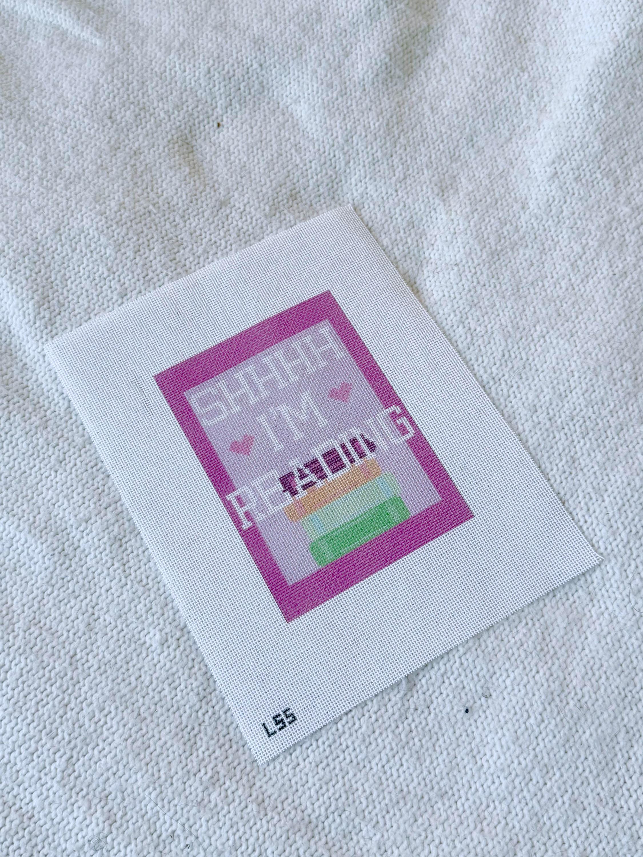 Shhh, I'm Reading Needlepoint Canvas | Kindle Case, Bookish Needlepoint