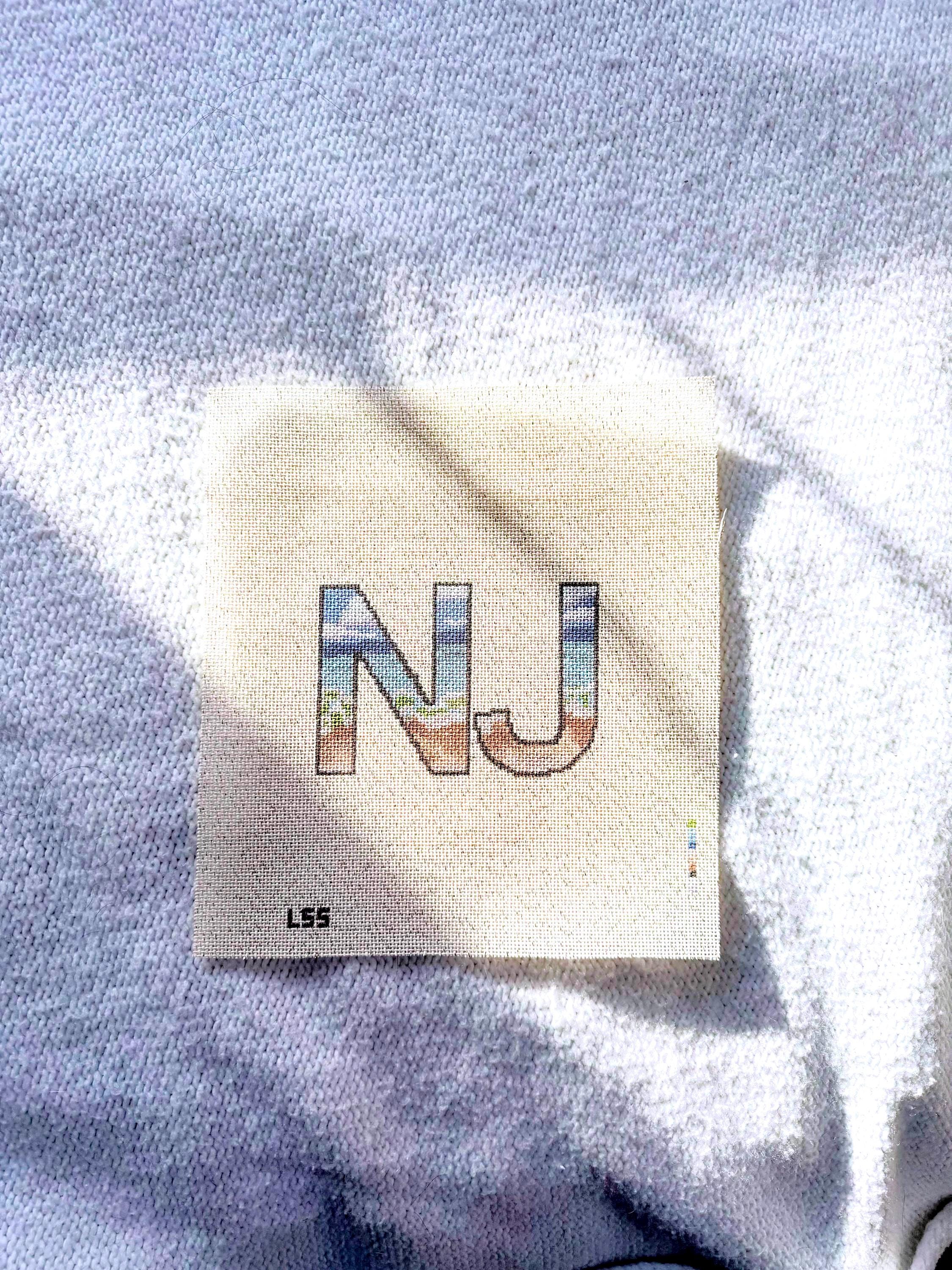 NJ Beach Needlepoint Canvas | New Jersey Beach themed Hand Painted 13 or 18 Mesh Canvas