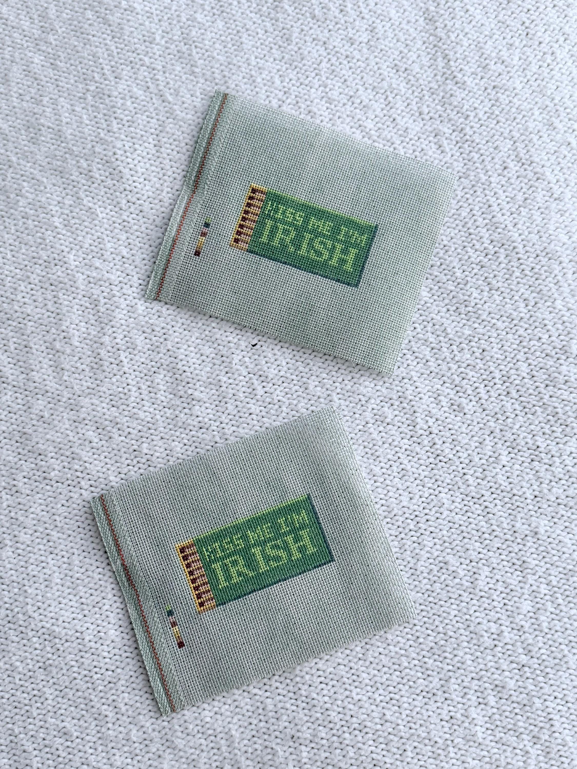 Kiss Me I’m Irish Matchbox Needlepoint Canvas on 18 mesh | HandPainted St Patrick’s Day