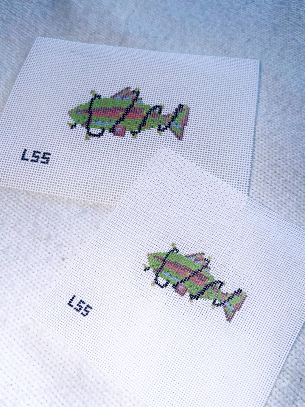 Rainbow Trout In Lights Hand-Painted Needlepoint Canvas | Easy Beginner Canvas | 18 Mesh or 13 Mesh