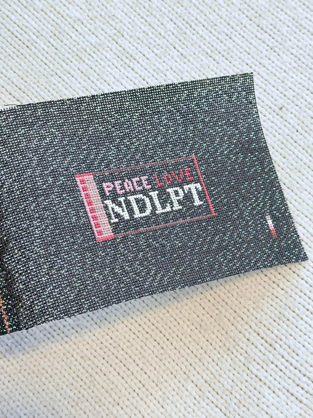 Peace Love NDLPT Matchbox Needlepoint Canvas on Black Sparkle 18 mesh | HandPainted
