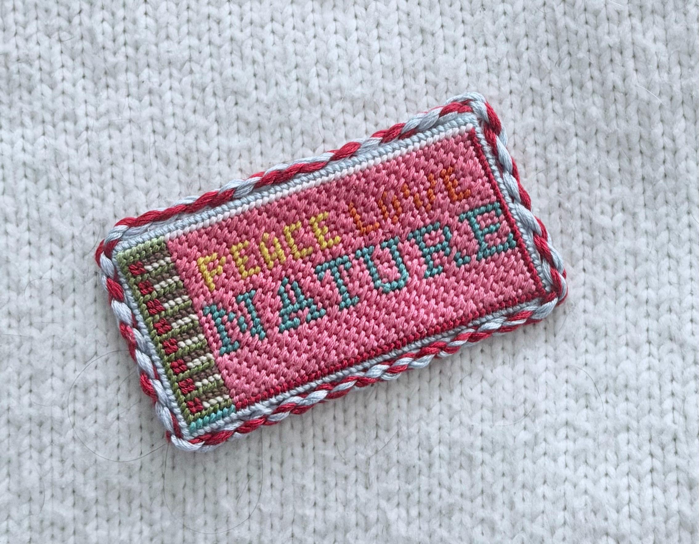 Peace Love Nature Matchbox Needlepoint Canvas on 18 mesh | HandPainted