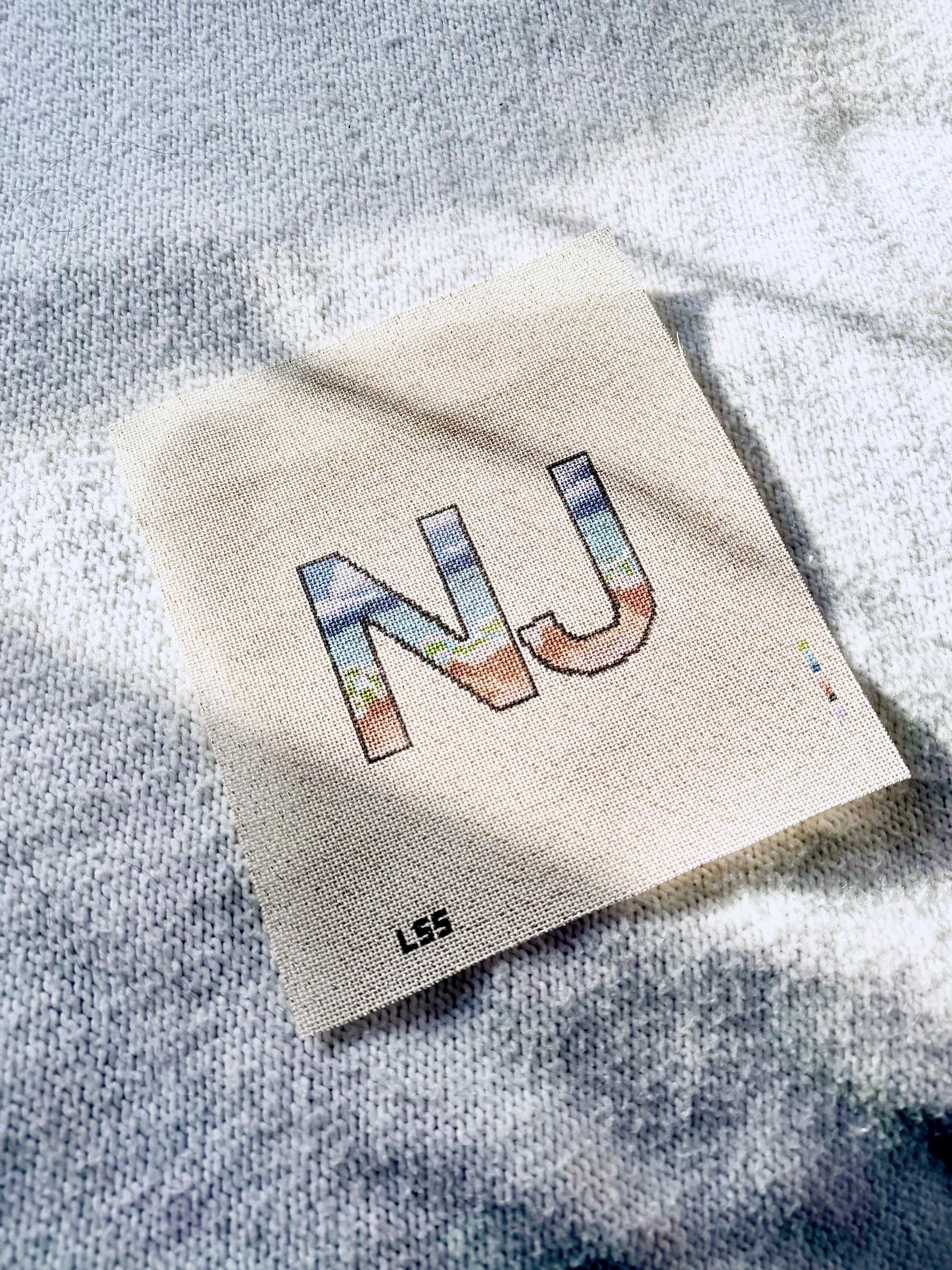 NJ Beach Needlepoint Canvas | New Jersey Beach themed Hand Painted 13 or 18 Mesh Canvas