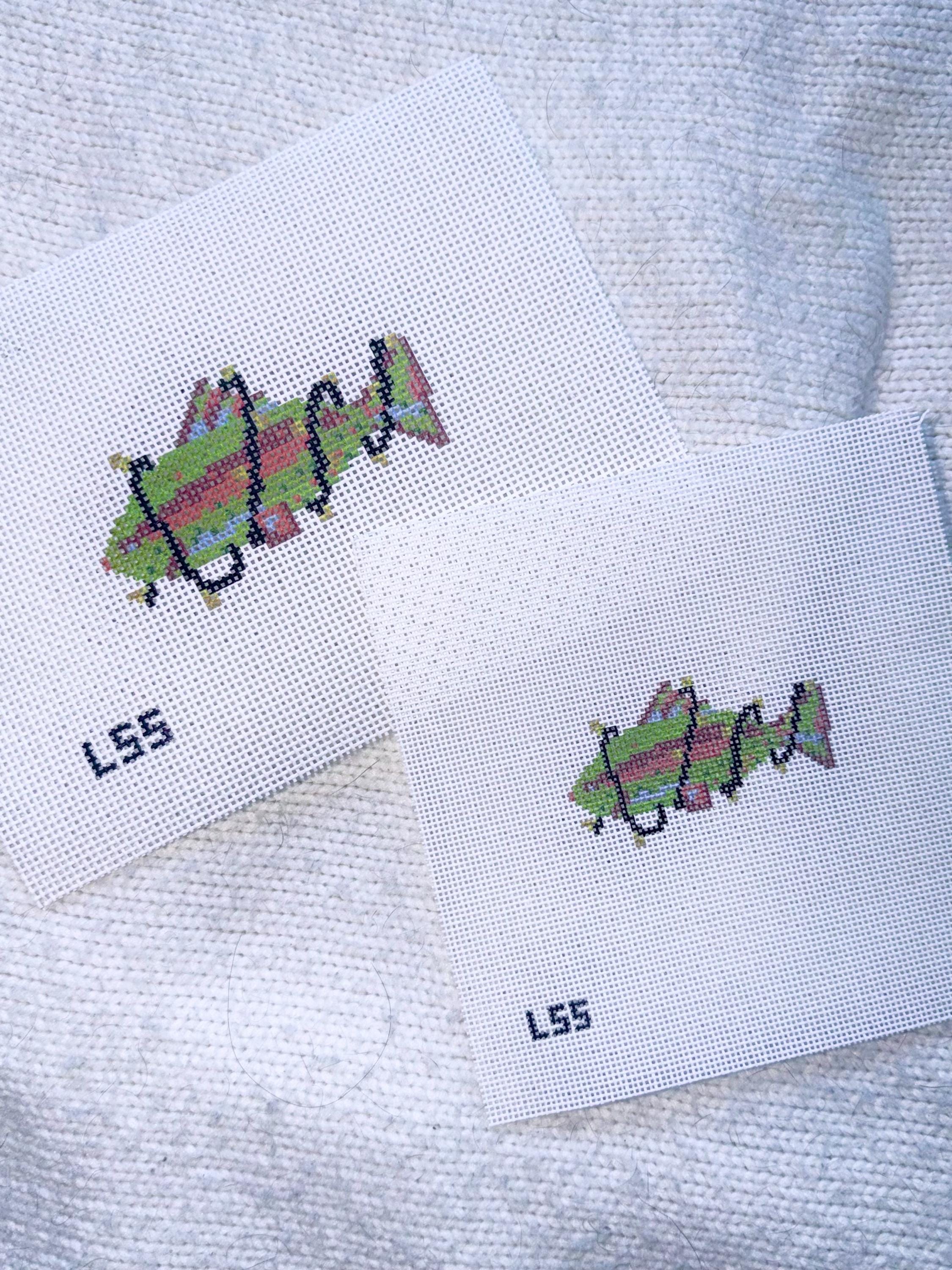 Rainbow Trout In Lights Hand-Painted Needlepoint Canvas | Easy Beginner Canvas | 18 Mesh or 13 Mesh