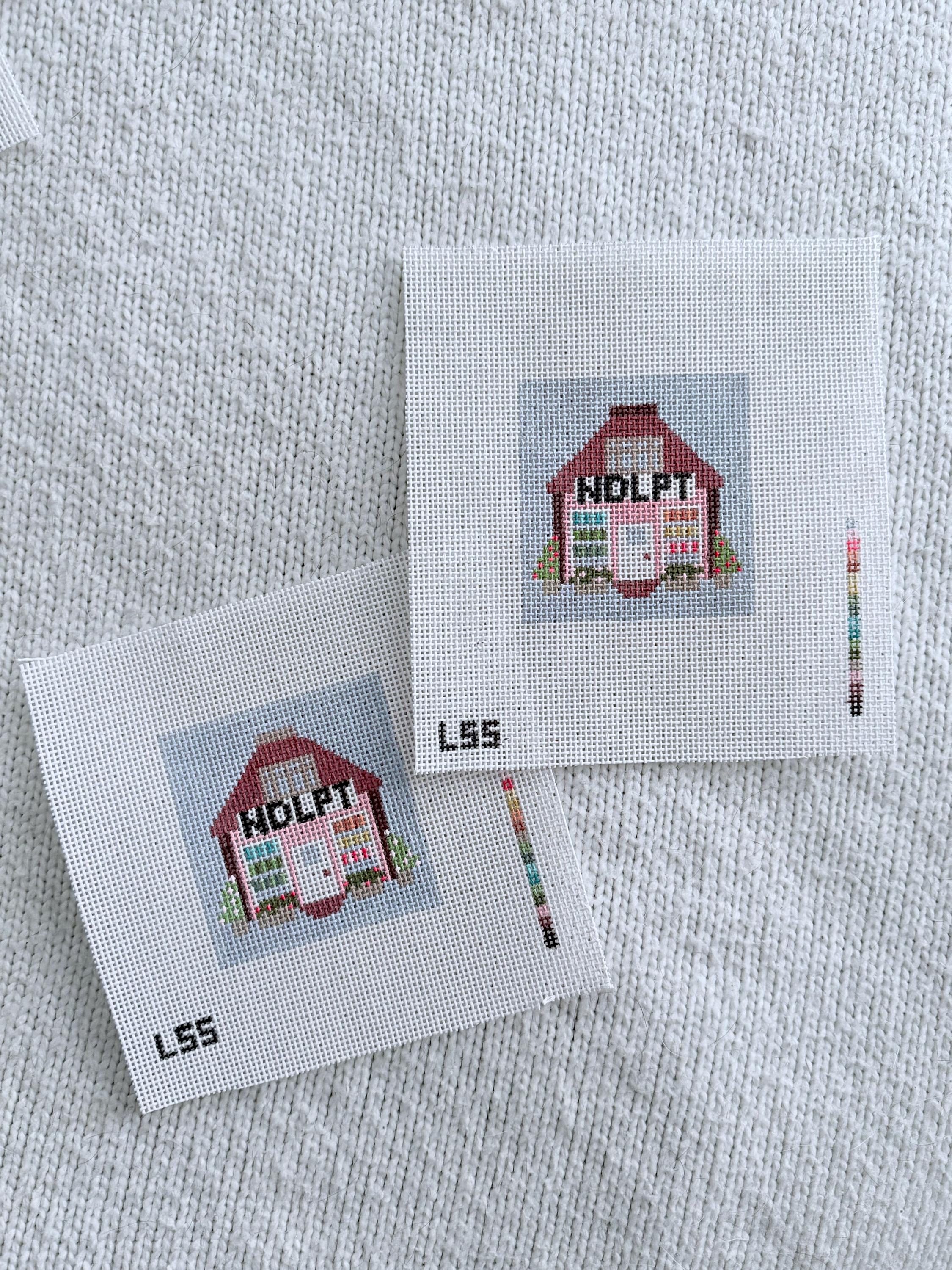 Mini Needlepoint Shop Canvas 18 Mesh, Hand Painted Needlepoint, Craft Lover Gift, Stitching Studio Design, Beginner Needlepoint