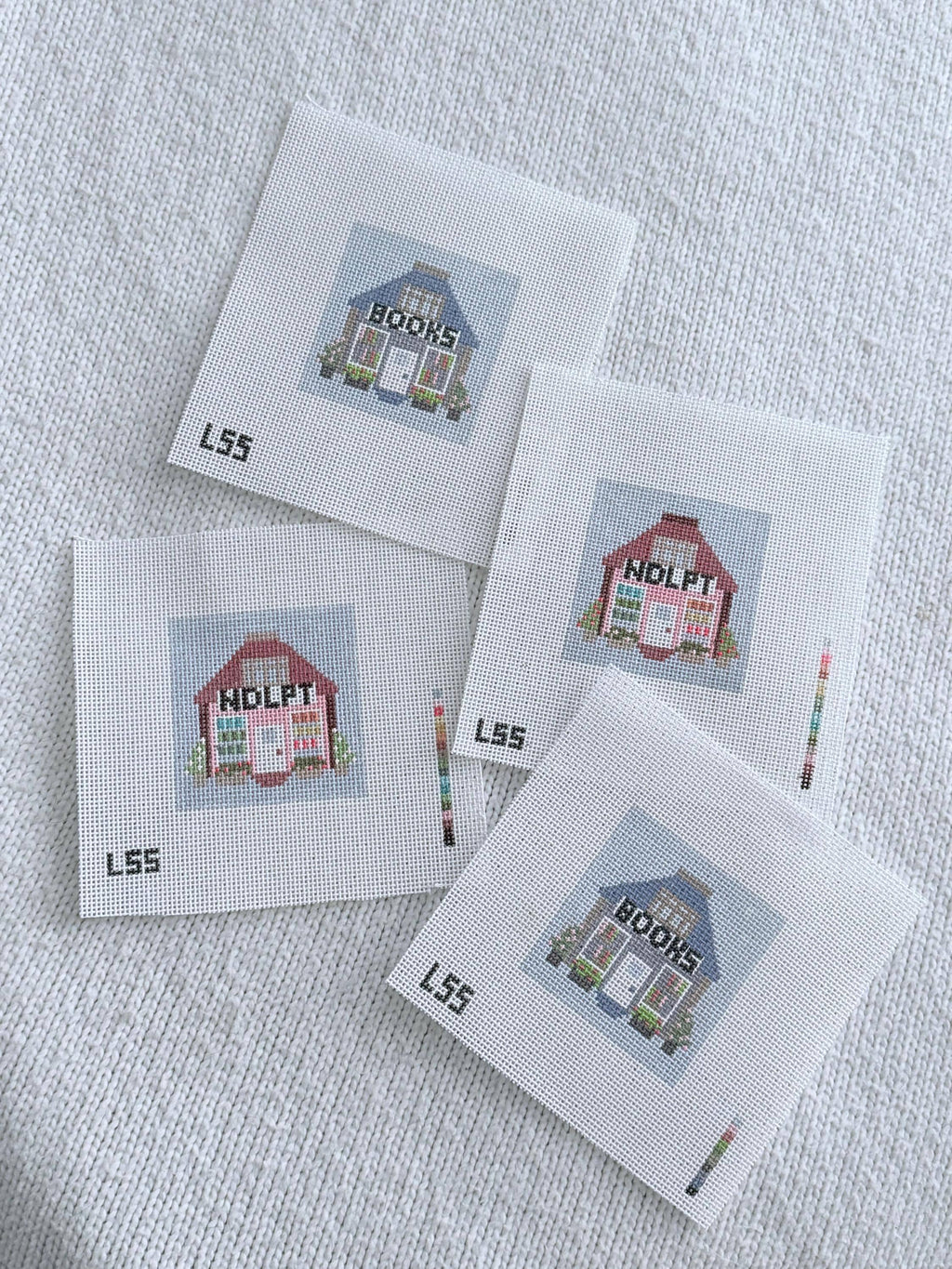 Mini Bookshop Needlepoint Canvas 18 mesh | Hand Painted Beginner Project