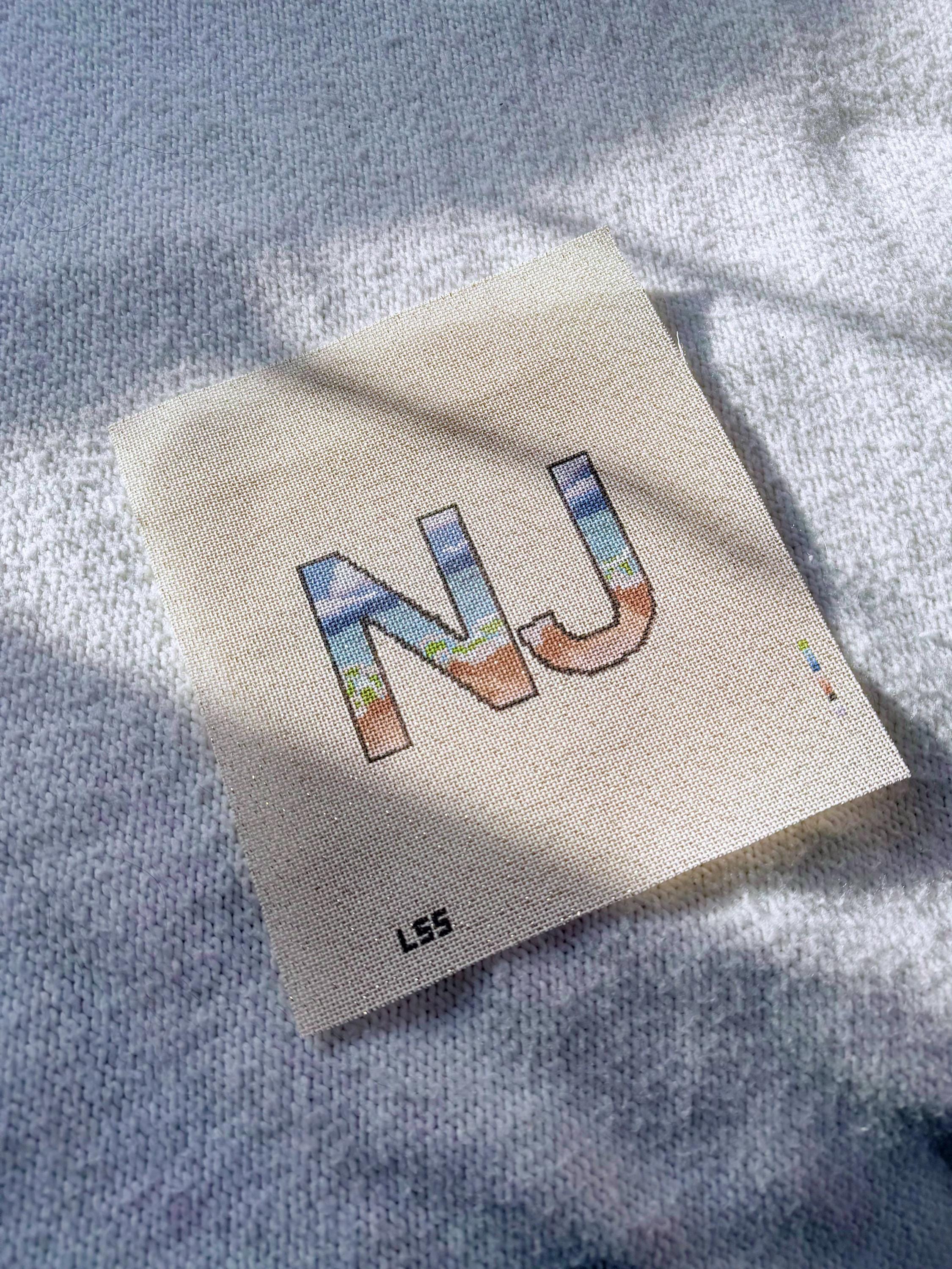 NJ Beach Needlepoint Canvas | New Jersey Beach themed Hand Painted 13 or 18 Mesh Canvas