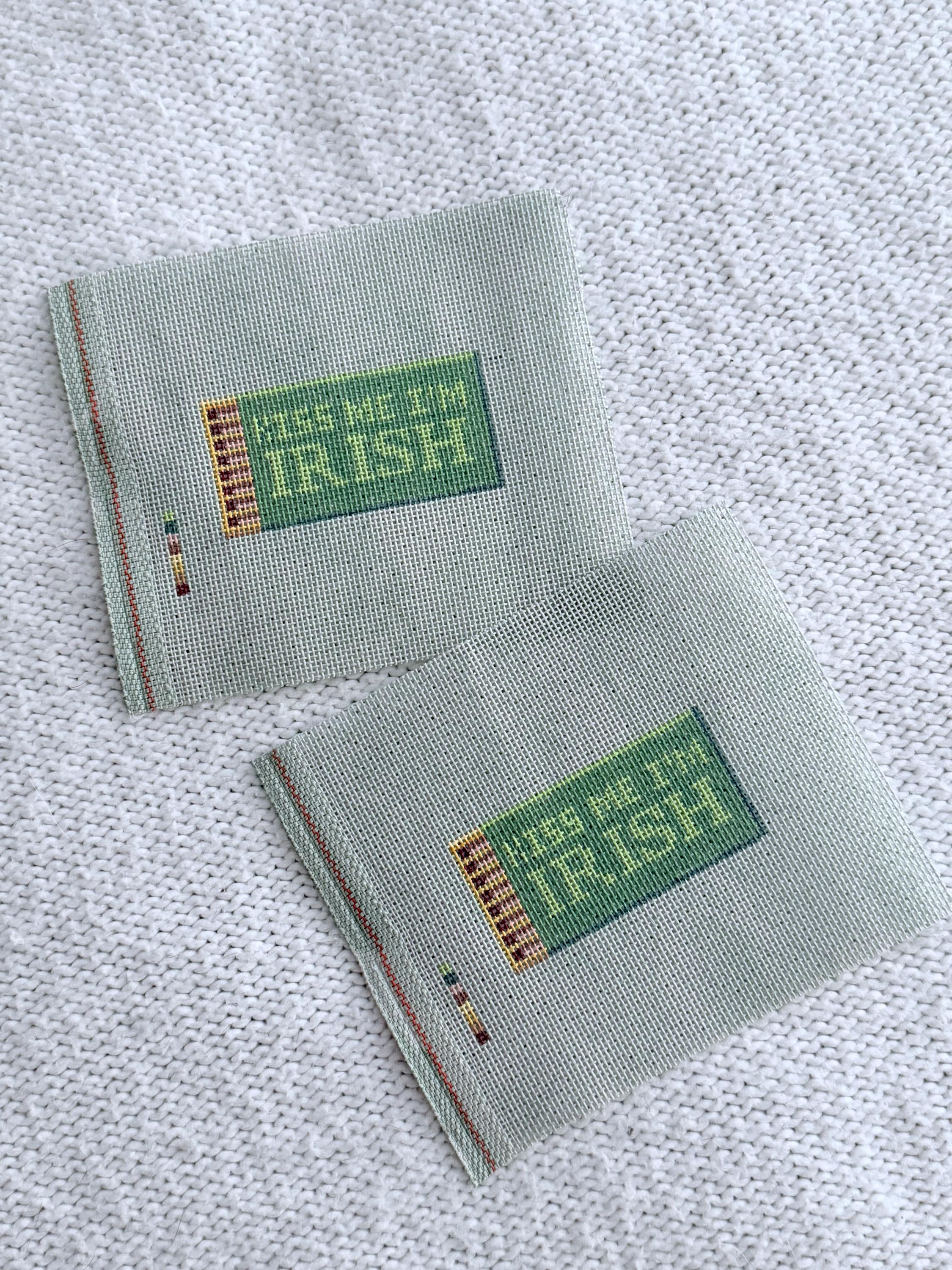 Kiss Me I’m Irish Matchbox Needlepoint Canvas on 18 mesh | HandPainted St Patrick’s Day