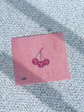 MINI Lucky Cherries 777 HandPainted Needlepoint Canvas on pink 18 mesh - 3 Inch Design
