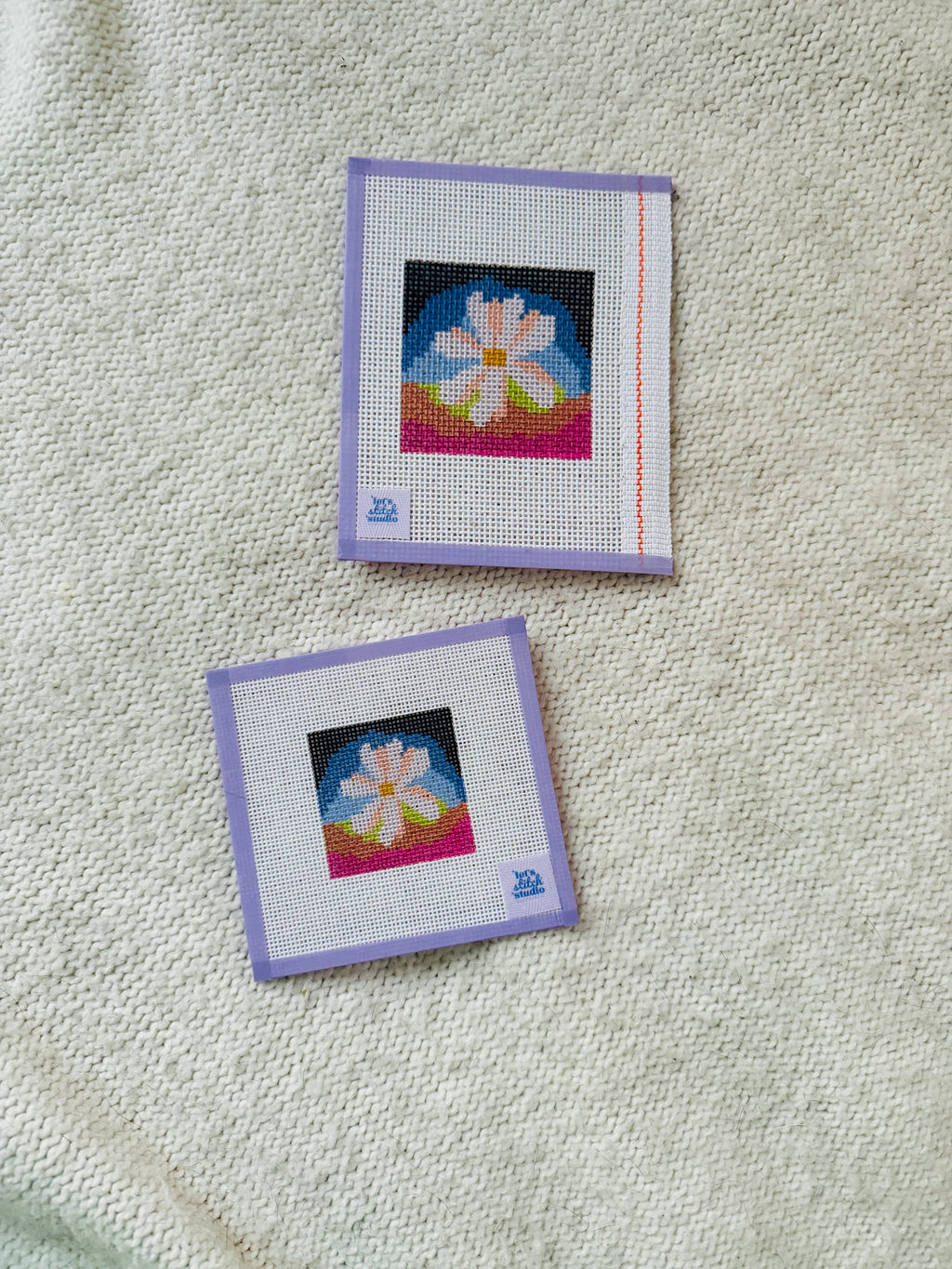 Mini Rainbow Daisy Hand Painted Needlepoint Canvas | Beginner Project | Pride Inspired | 18 Mesh and 13 Mesh