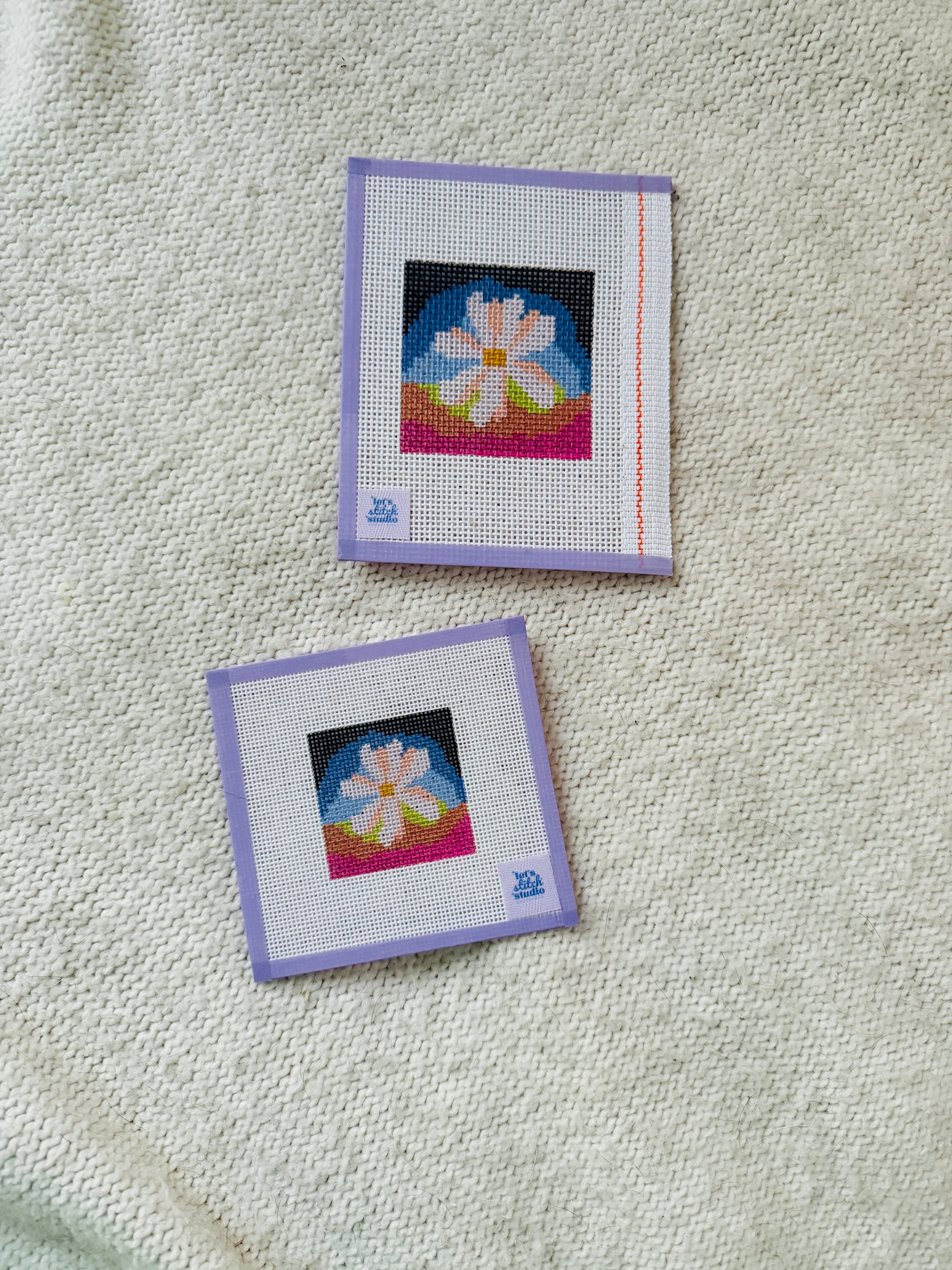 Mini Rainbow Daisy Hand Painted Needlepoint Canvas | Beginner Project | Pride Inspired | 18 Mesh and 13 Mesh