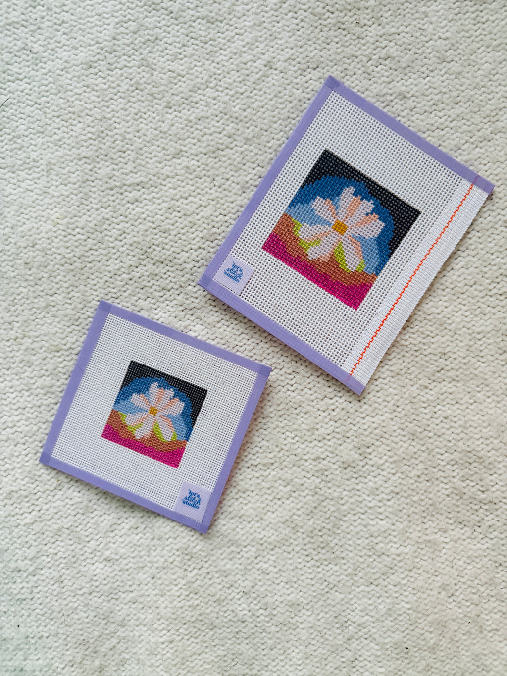 Mini Rainbow Daisy Hand Painted Needlepoint Canvas | Beginner Project | Pride Inspired | 18 Mesh and 13 Mesh
