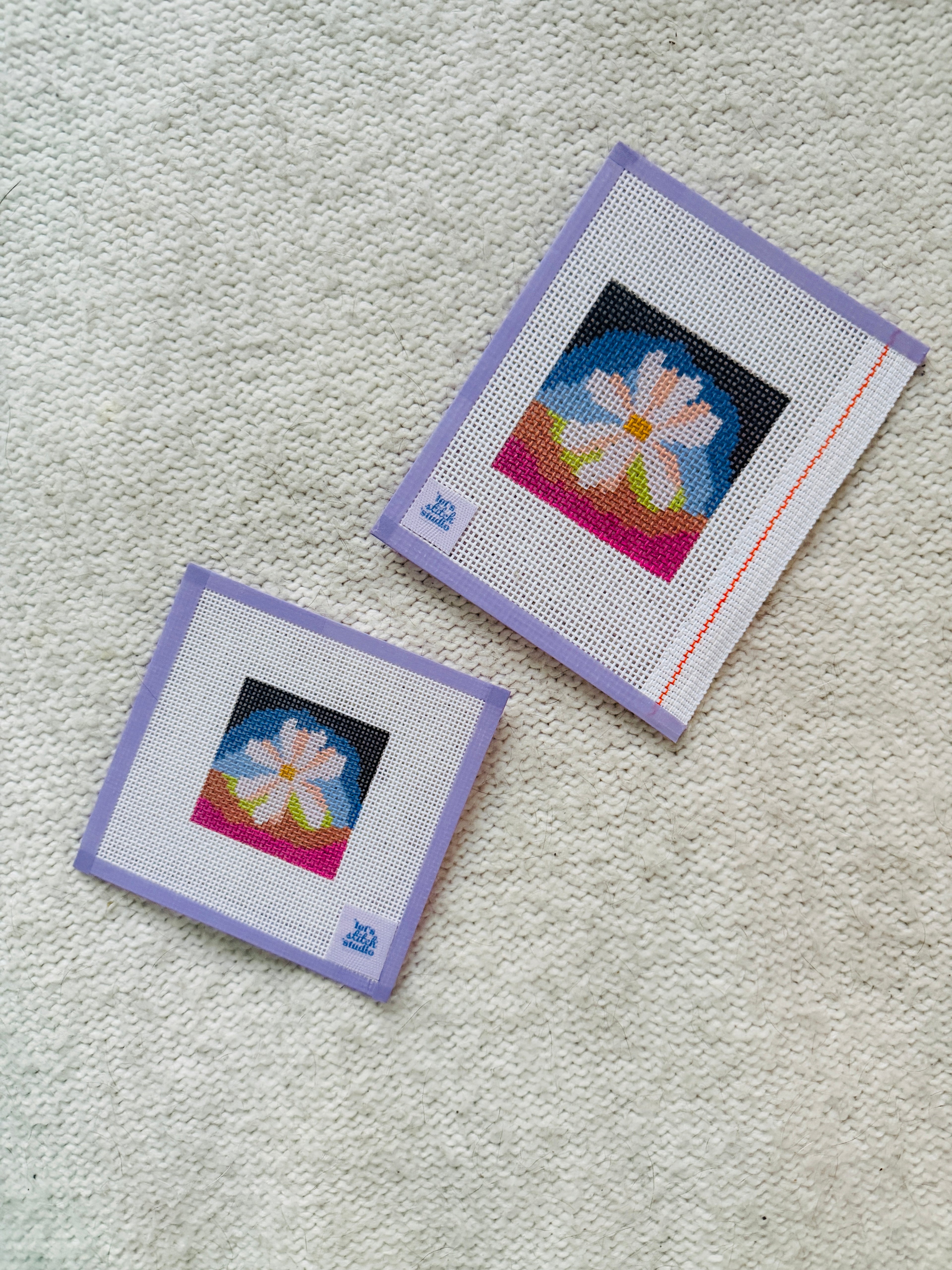Mini Rainbow Daisy Hand Painted Needlepoint Canvas | Beginner Project | Pride Inspired | 18 Mesh and 13 Mesh