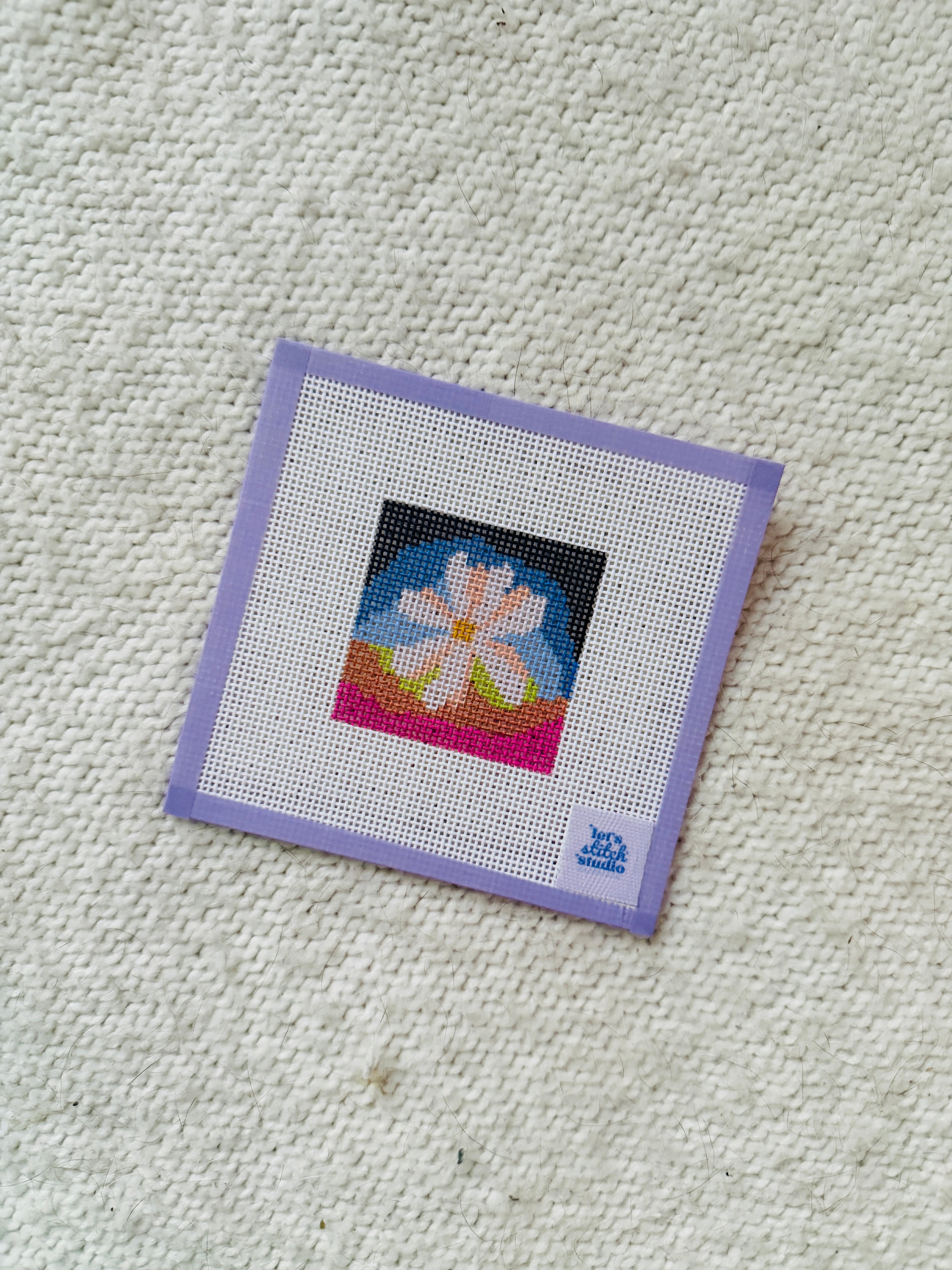 Mini Rainbow Daisy Hand Painted Needlepoint Canvas | Beginner Project | Pride Inspired | 18 Mesh and 13 Mesh