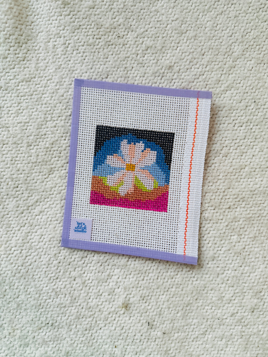 Mini Rainbow Daisy Hand Painted Needlepoint Canvas | Beginner Project | Pride Inspired | 18 Mesh and 13 Mesh