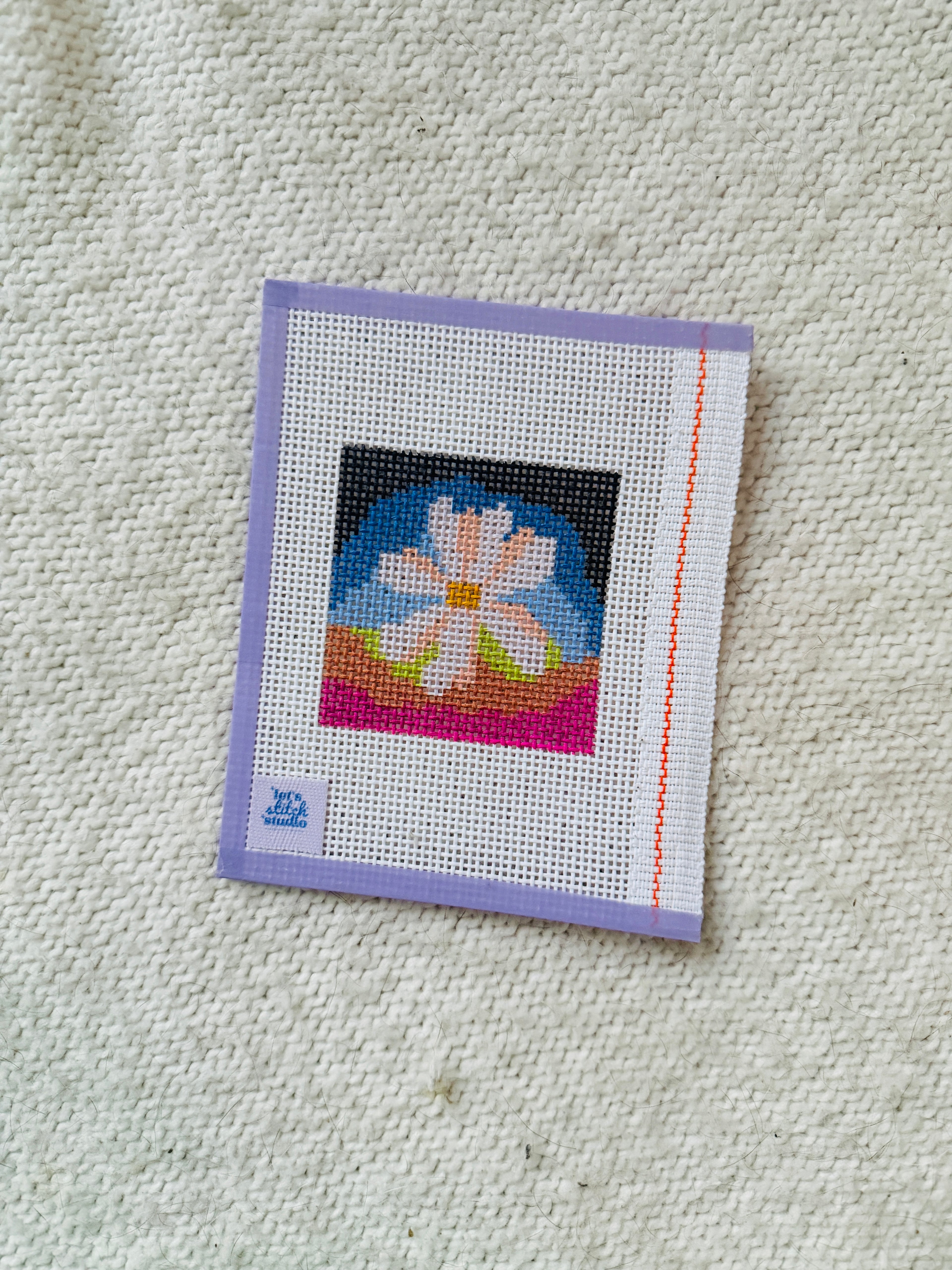 Mini Rainbow Daisy Hand Painted Needlepoint Canvas | Beginner Project | Pride Inspired | 18 Mesh and 13 Mesh
