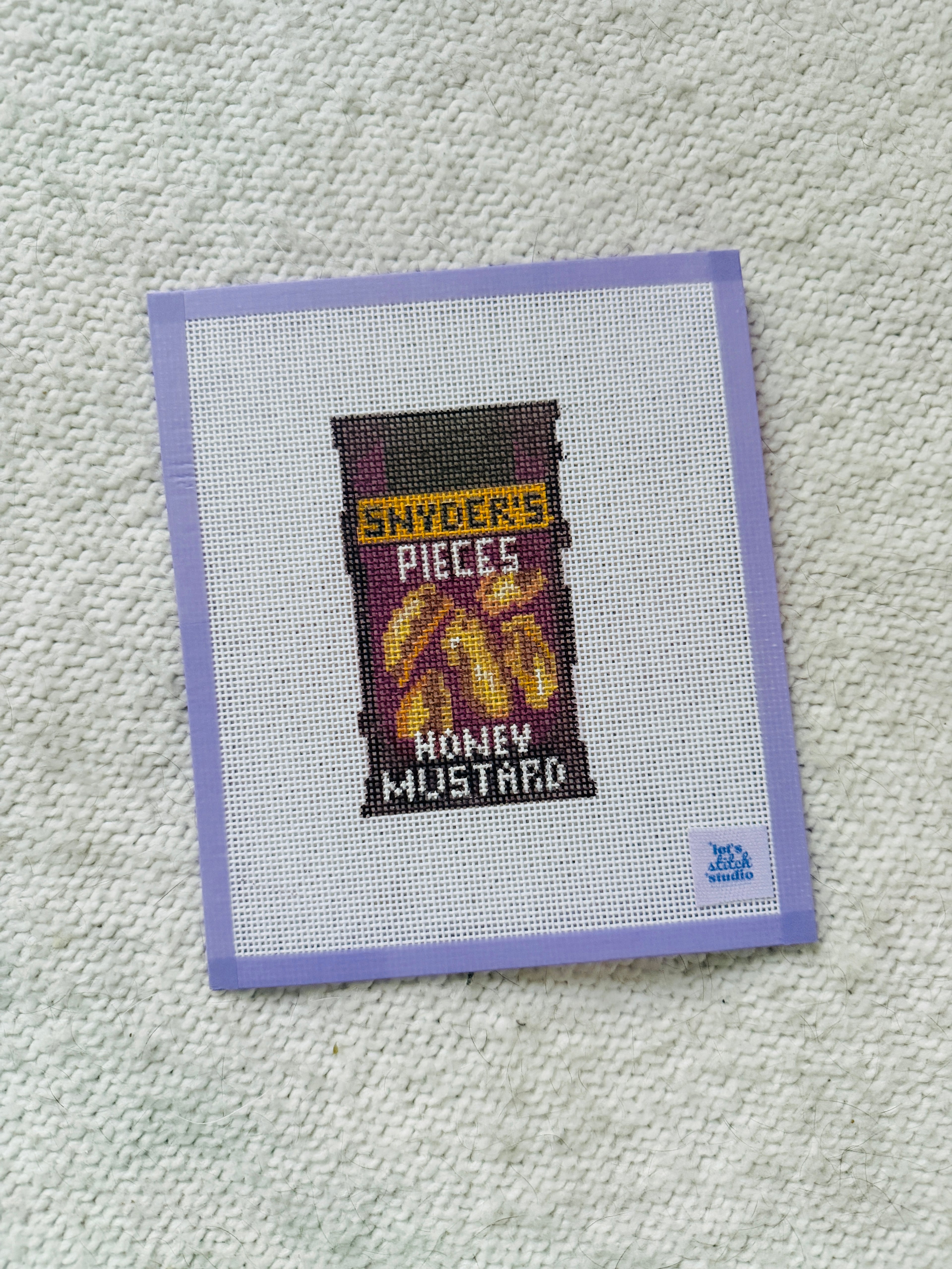 Honey Mustard Pretzel Pieces Snack Needlepoint Canvas | Hand painted 18 Mesh