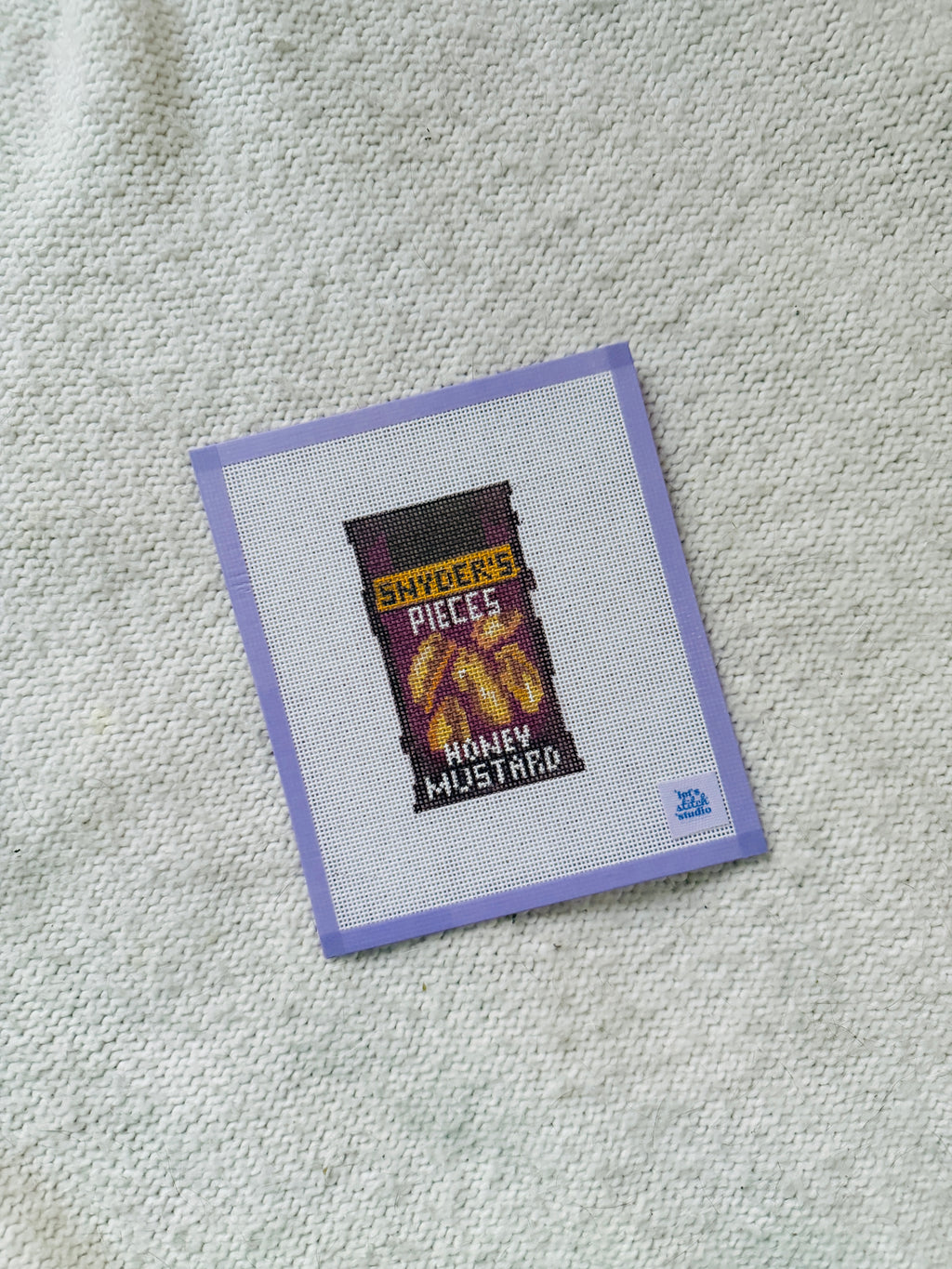 Honey Mustard Pretzel Pieces Snack Needlepoint Canvas | Hand painted 18 Mesh