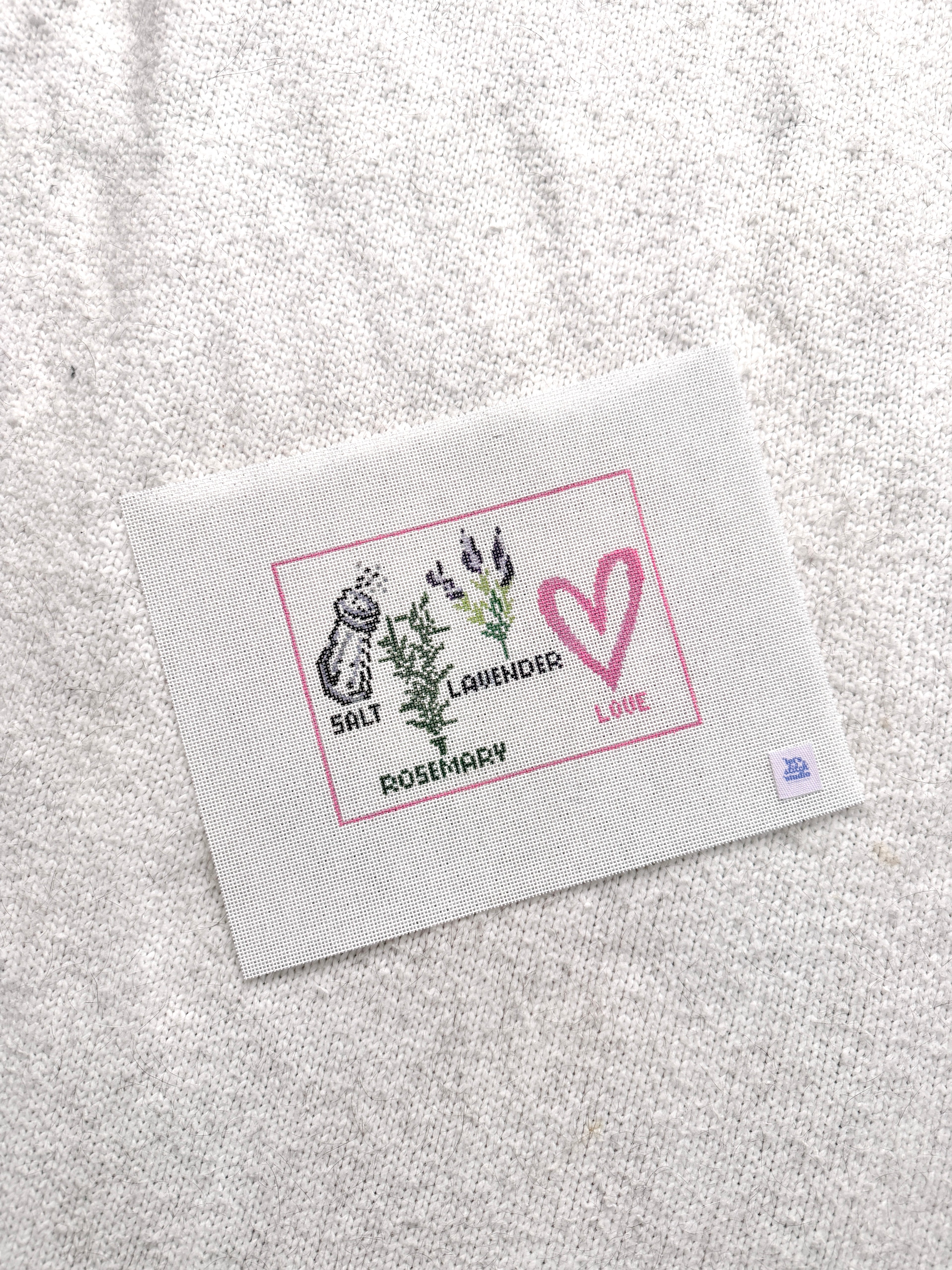 Salt Rosemary Lavender Love 18 Mesh Hand Painted Needlepoint Canvas