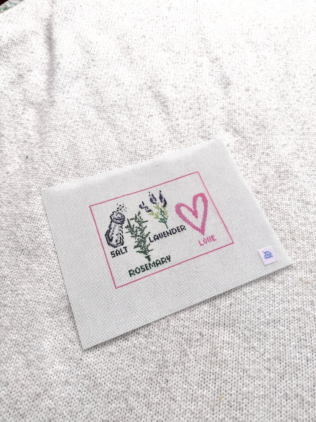Salt Rosemary Lavender Love 18 Mesh Hand Painted Needlepoint Canvas