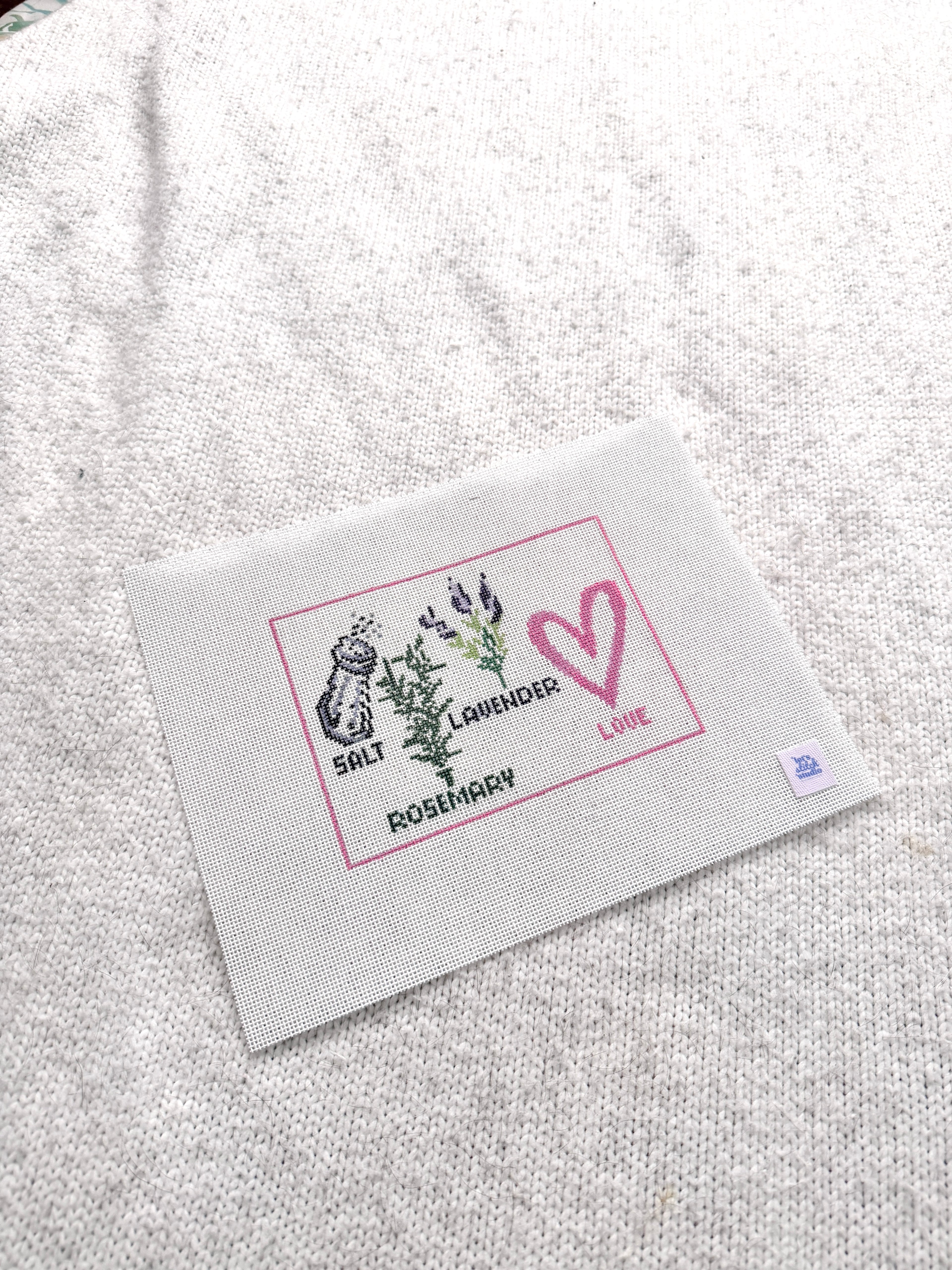 Salt Rosemary Lavender Love 18 Mesh Hand Painted Needlepoint Canvas