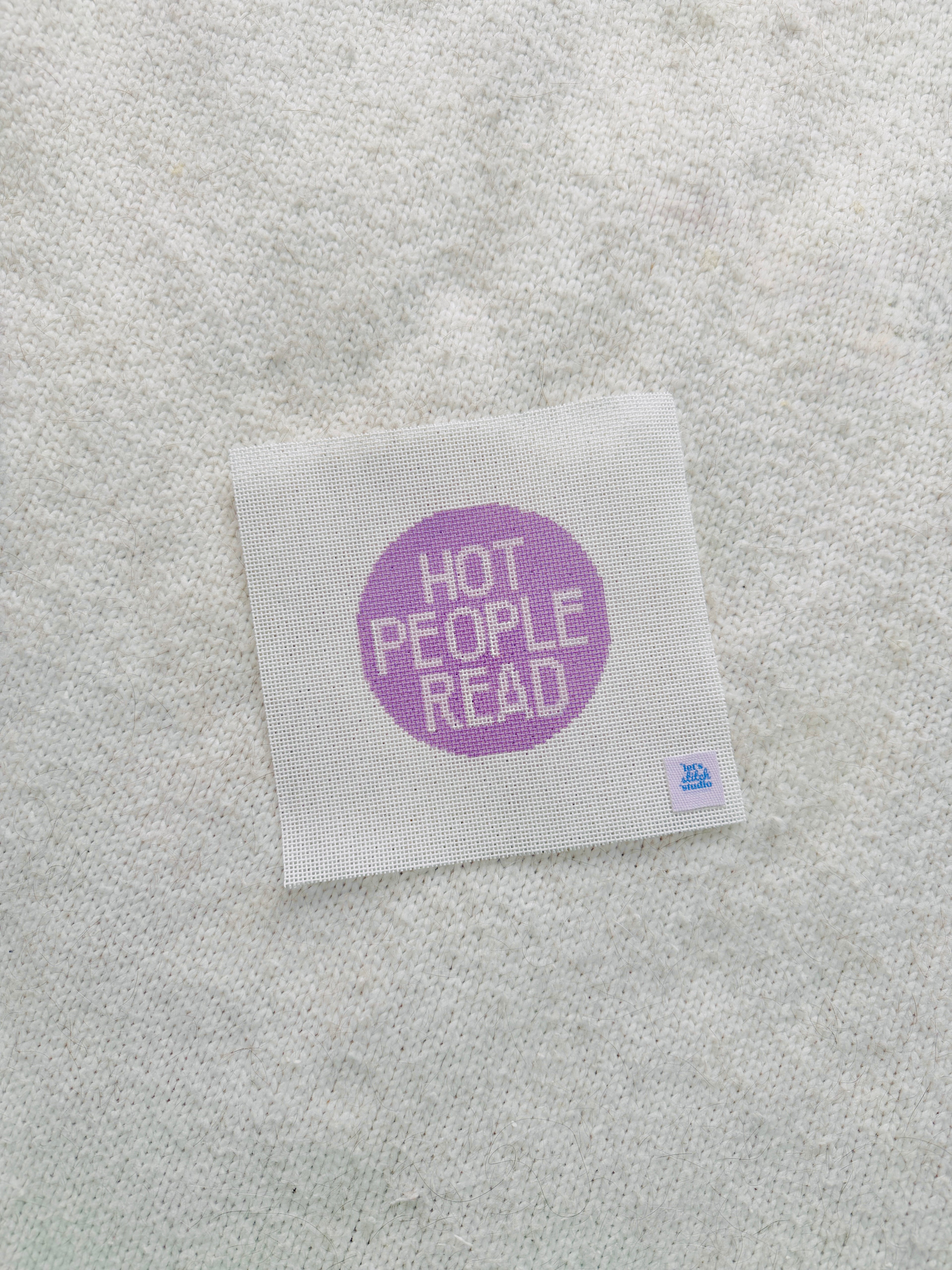 Hot People Read Purple Ornament 3.5 Round Needlepoint Canvas