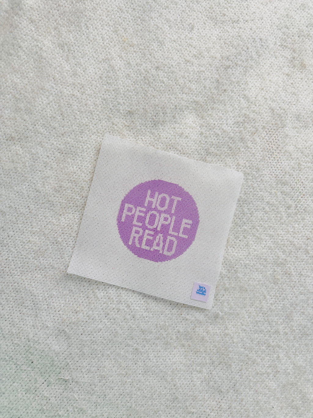 Hot People Read Purple Ornament 3.5 Round Needlepoint Canvas
