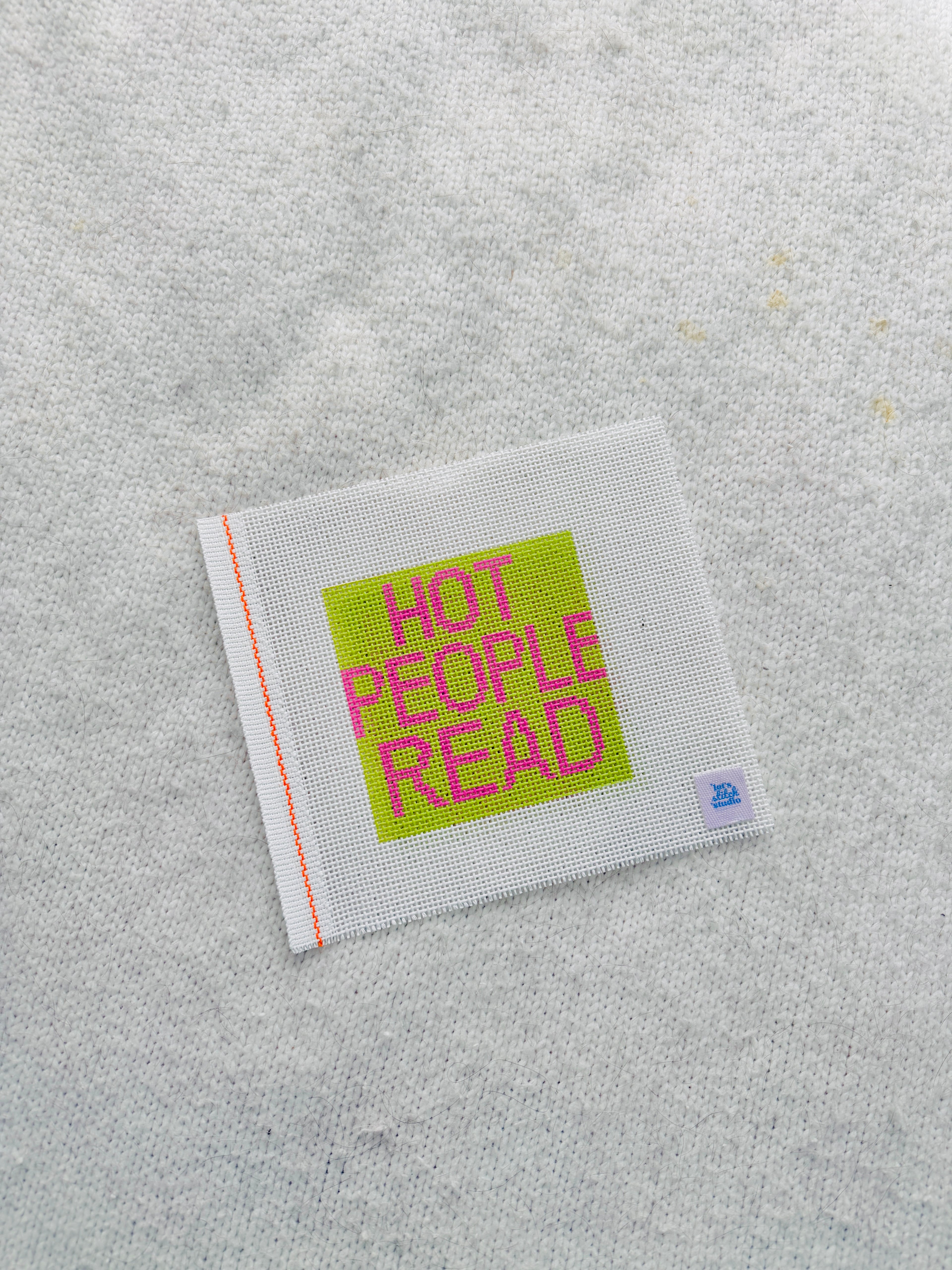 Hot People Read Pink & Green 13 Mesh Needlepoint Canvas