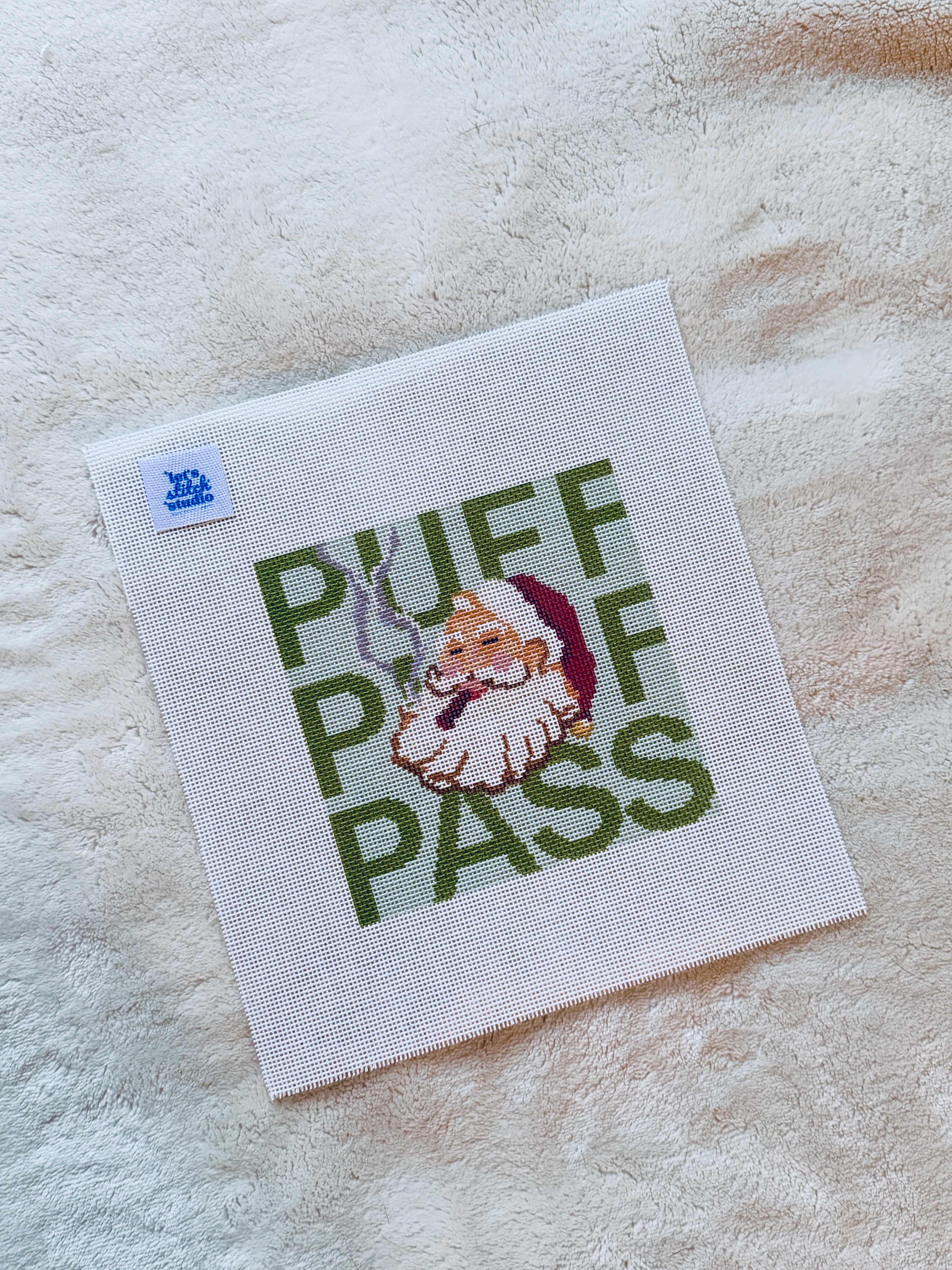 Puff Puff Pass Santa 18 Mesh Hand Painted Needlepoint Canvas