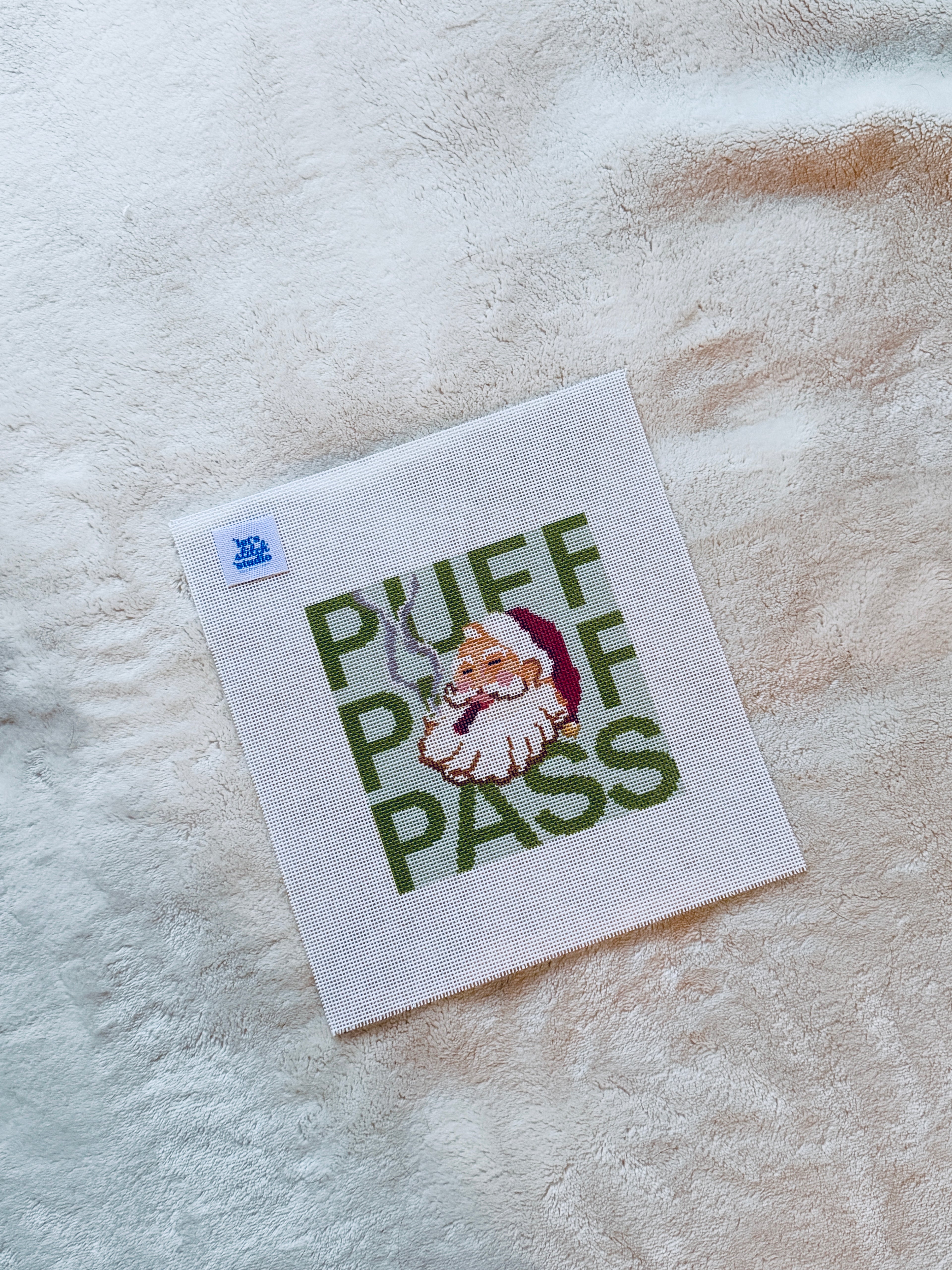 Puff Puff Pass Santa 18 Mesh Hand Painted Needlepoint Canvas