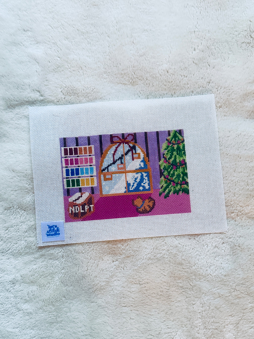 Holiday Stitch Hand Painted 18 Mesh Needlepoint