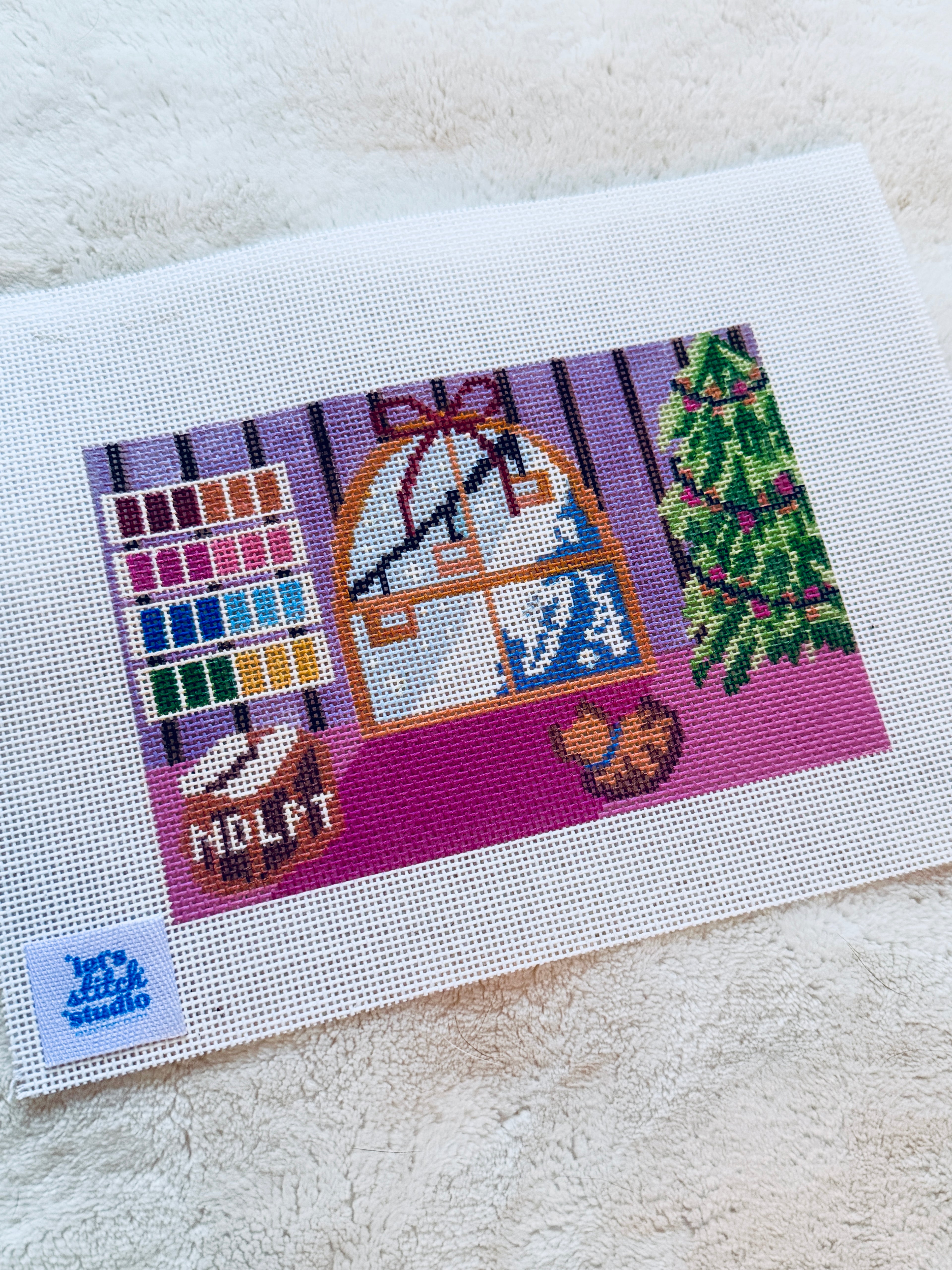 Holiday Stitch Hand Painted 18 Mesh Needlepoint