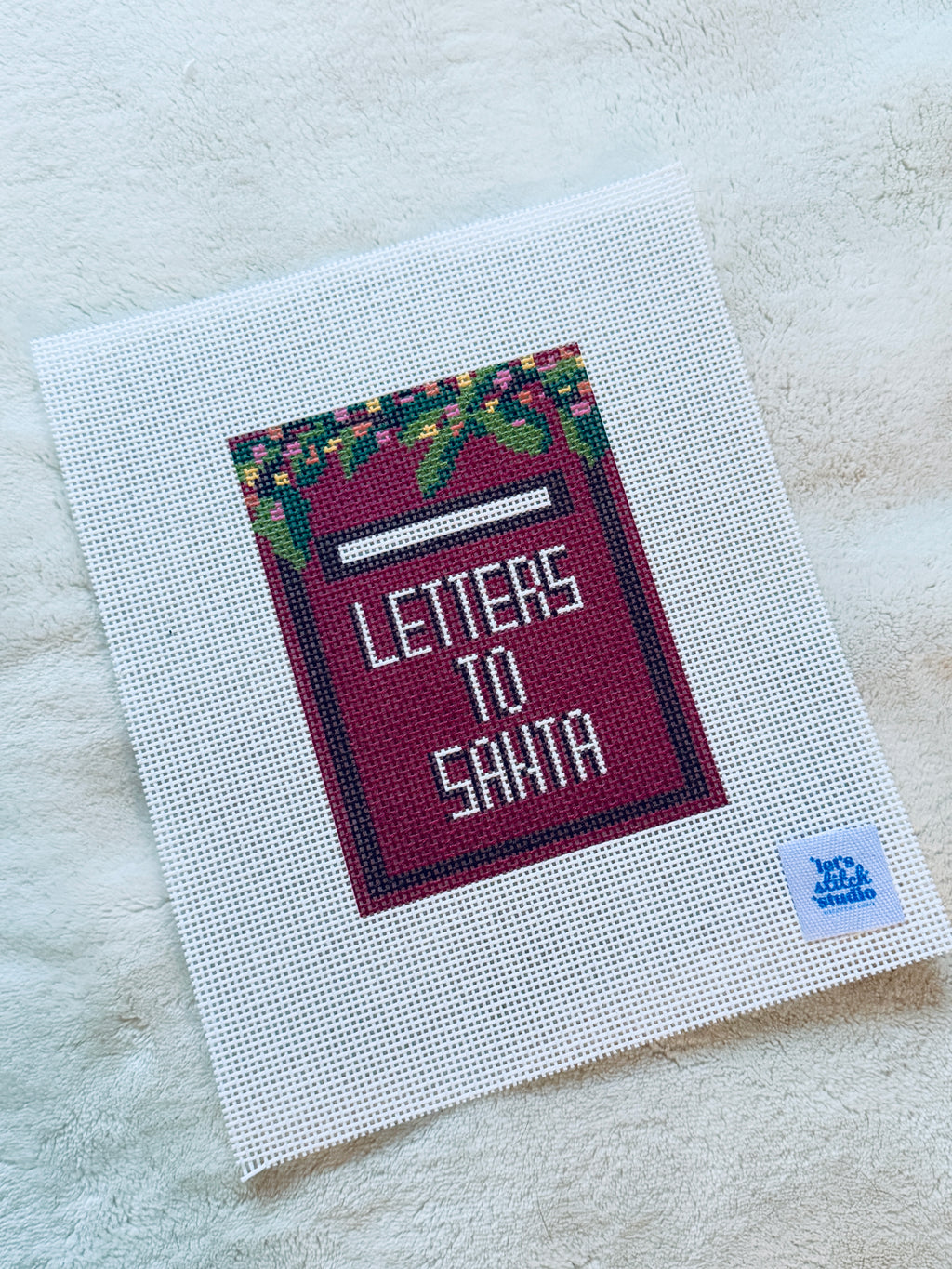 Letters To Santa Mailbox painted 13 Mesh Needlepoint Canvas