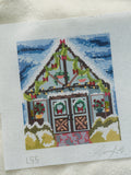 Snowy Greenhouse Hand Painted 18 Mesh Needlepoint Canvas