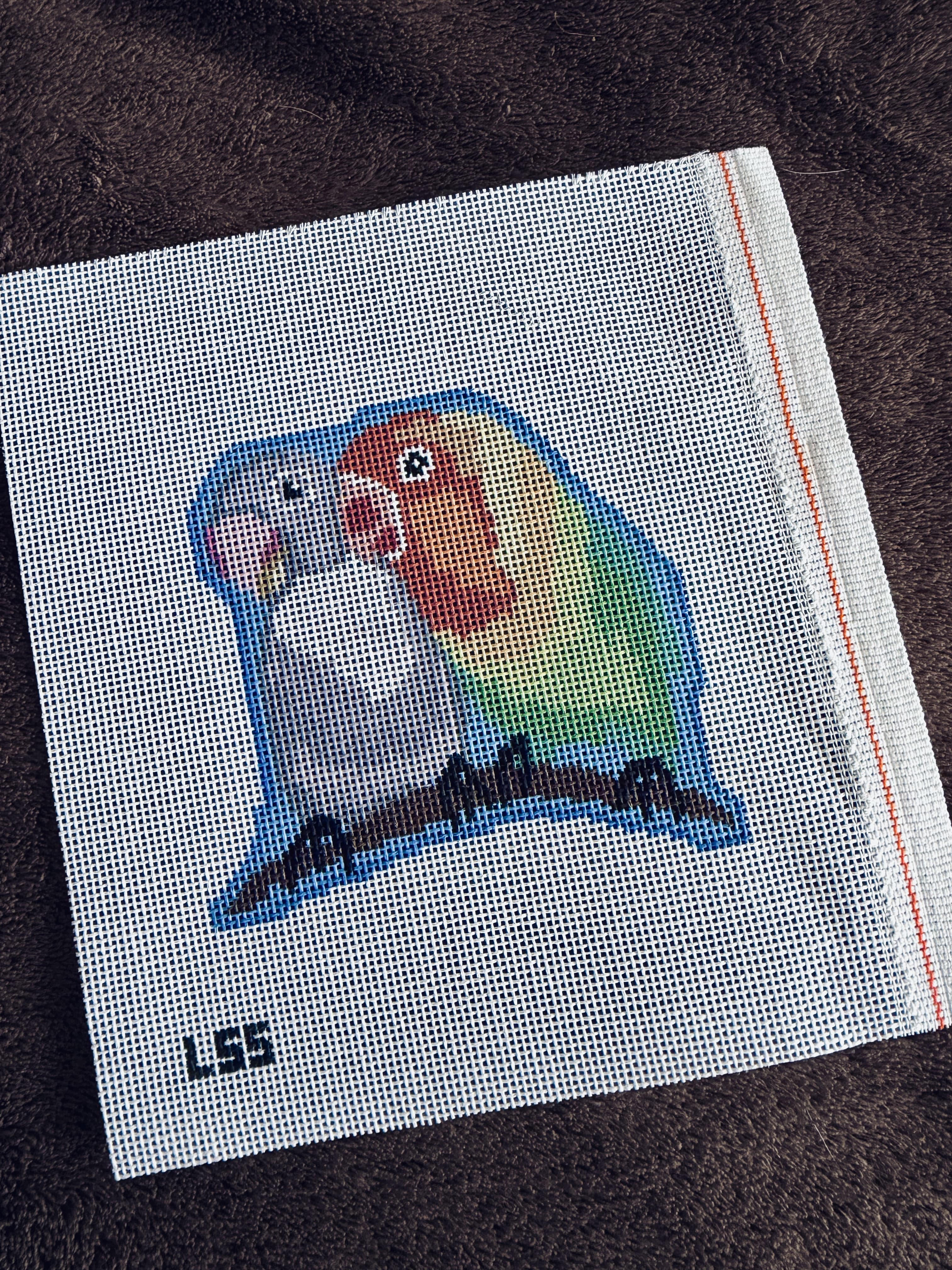 Love Birds on a Branch 18 Mesh Needlepoint Canvas