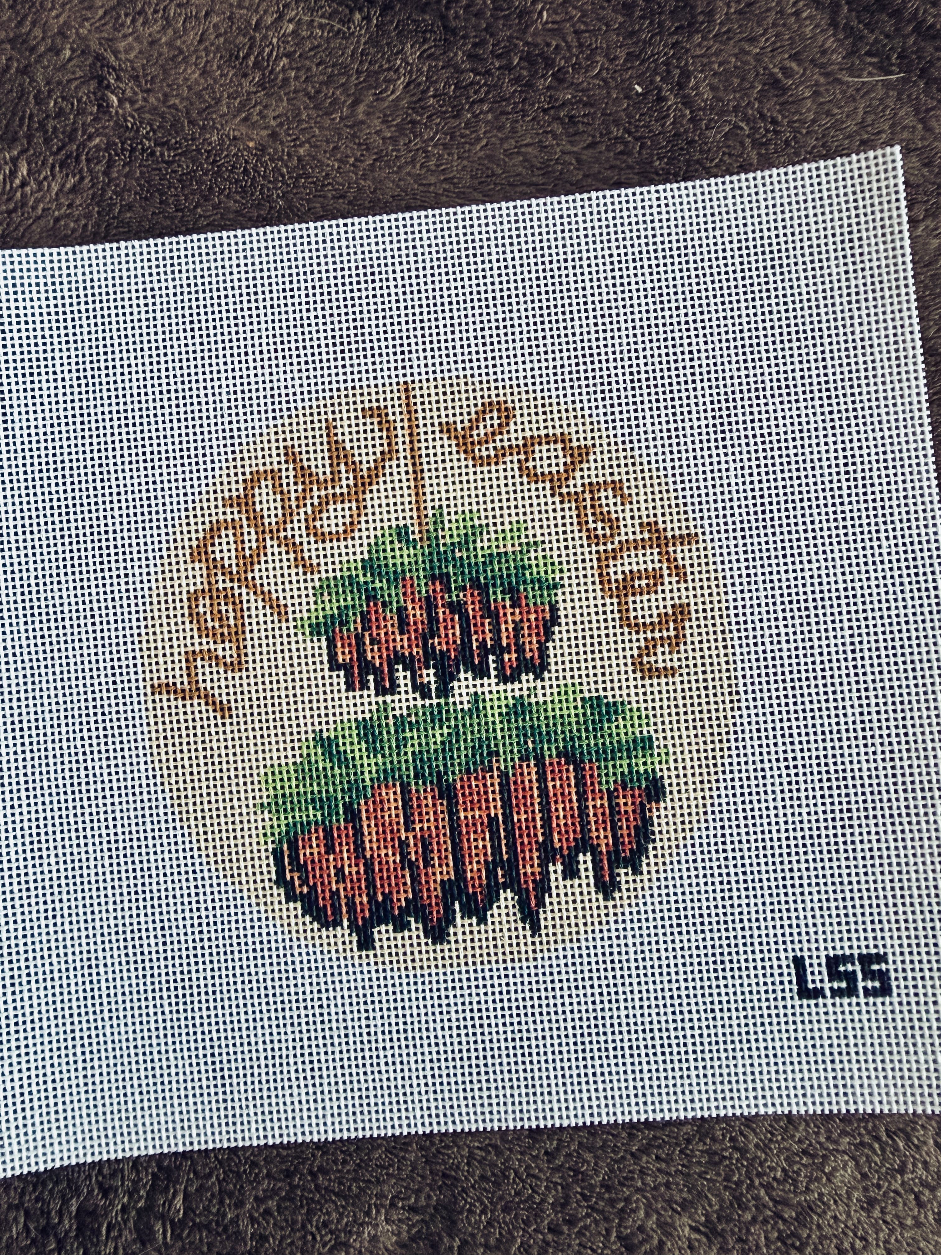 Hoppy Easter 4" Carrot Chandelier 18 Mesh Needlepoint
