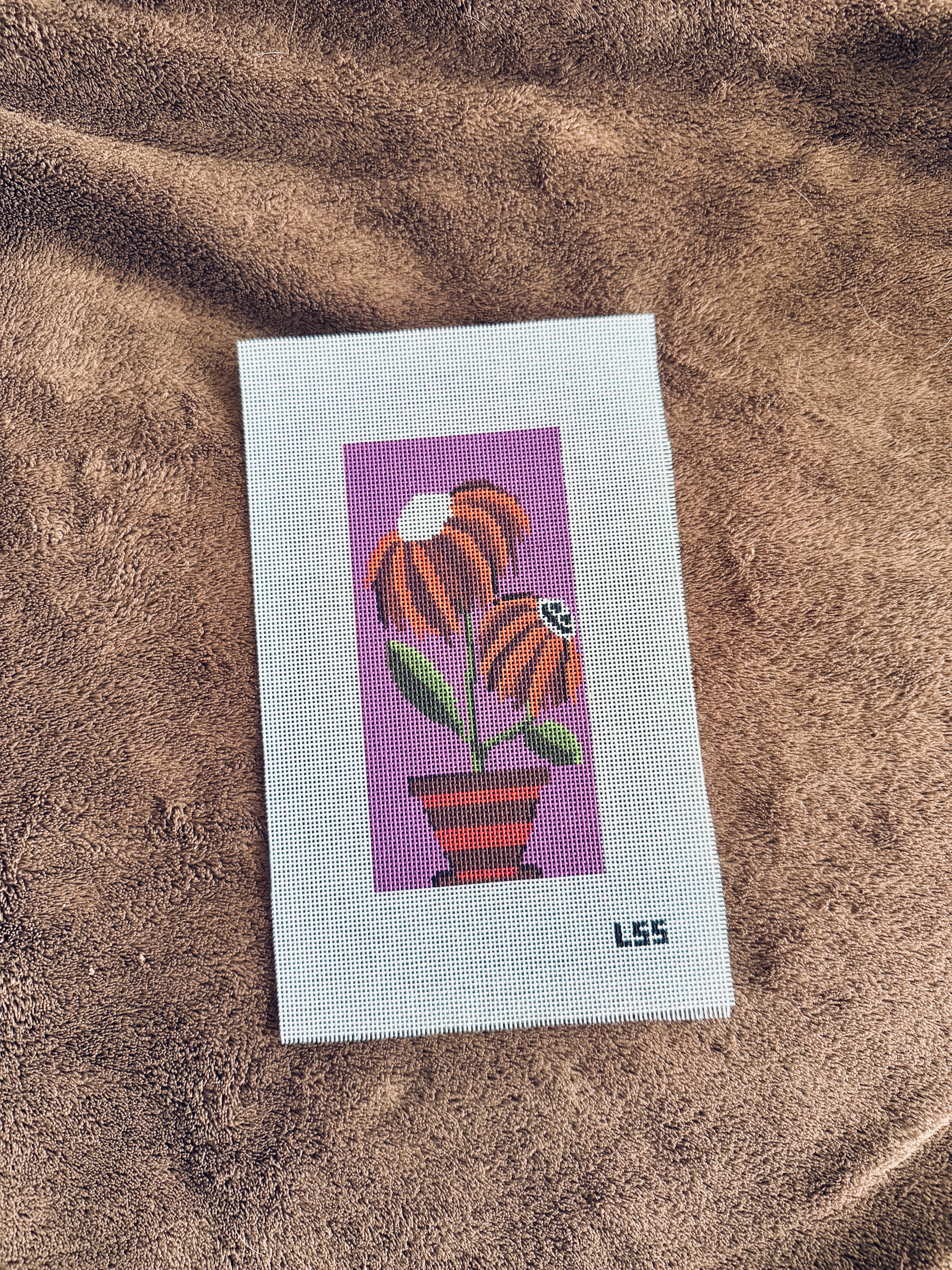 Halloween Coneflower on 18 Mesh Needlepoint Canvas