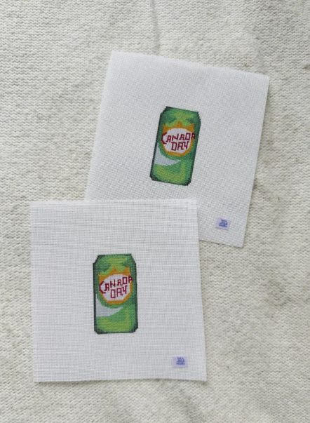 Ginger Ale Soda Needlepoint Canvas | 18 Mesh Count Beginner Project