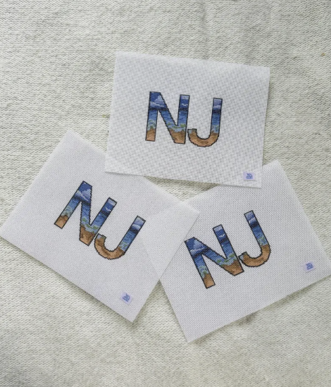 NJ Beach Needlepoint Canvas | New Jersey Beach themed Hand Painted 13 or 18 Mesh Canvas