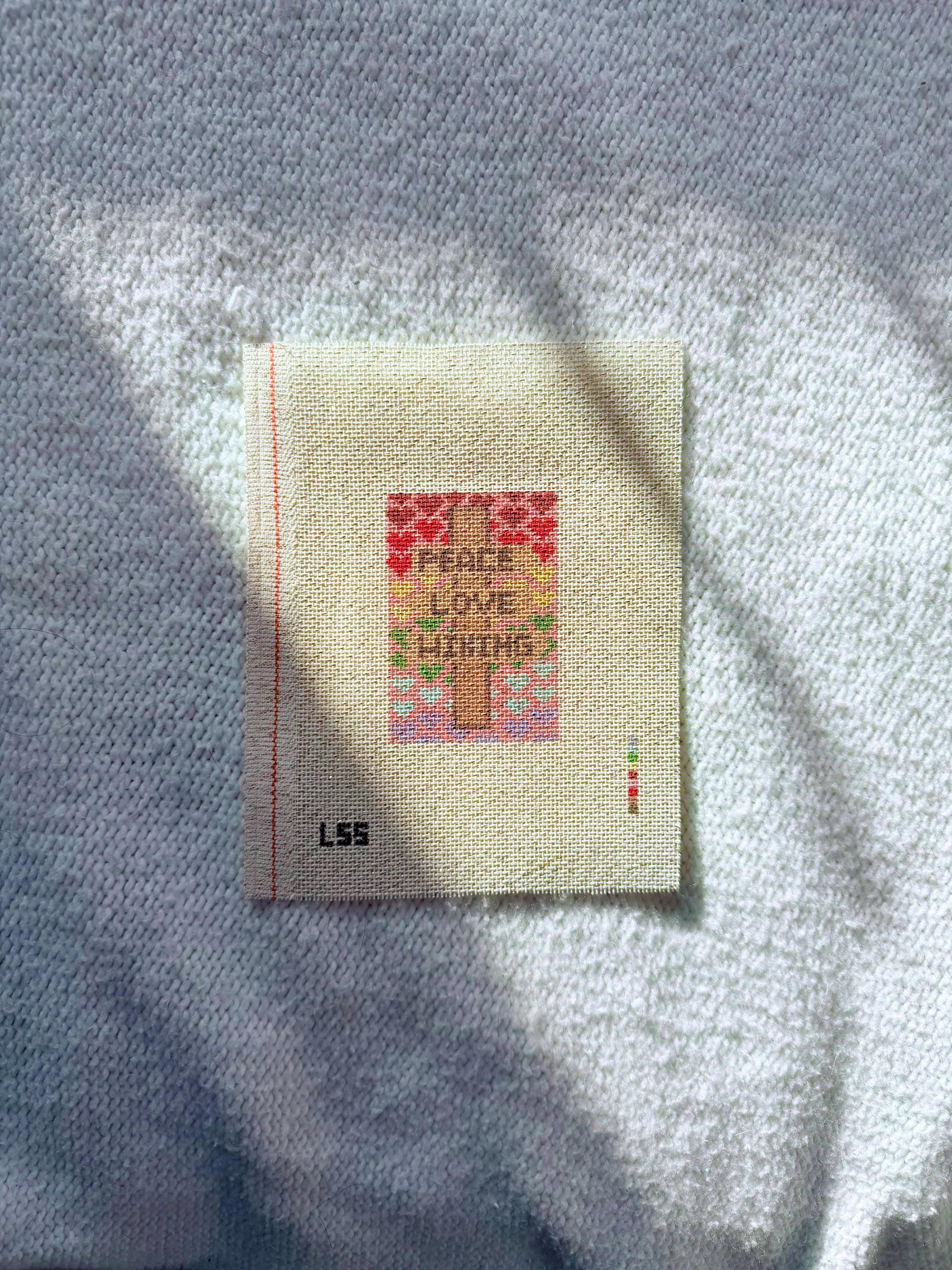 Peace Love Hiking Rainbow 18 Mesh Needlepoint Canvas | Summer Camping and Trail inspired